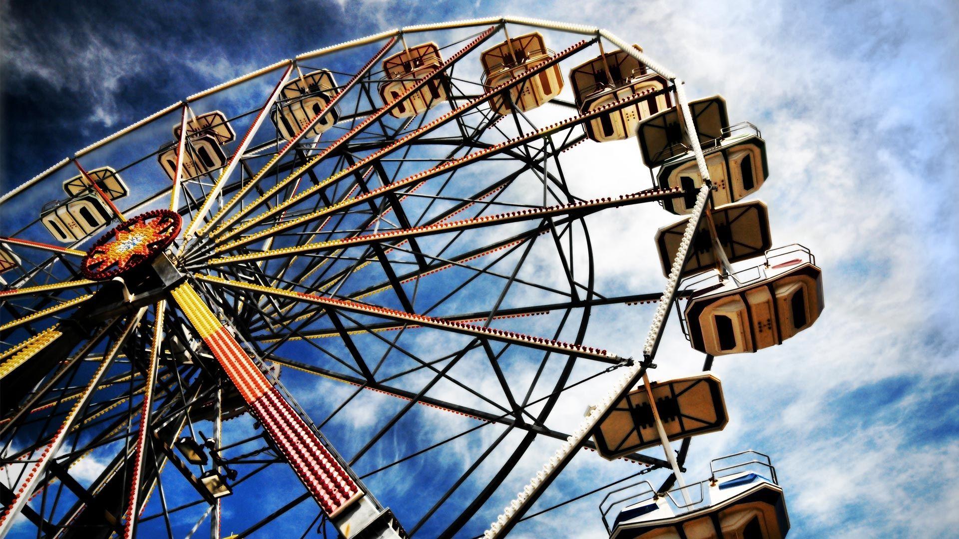 Download Wallpaper 1920x1080 ride, ferris wheel, amusement, hdr Full