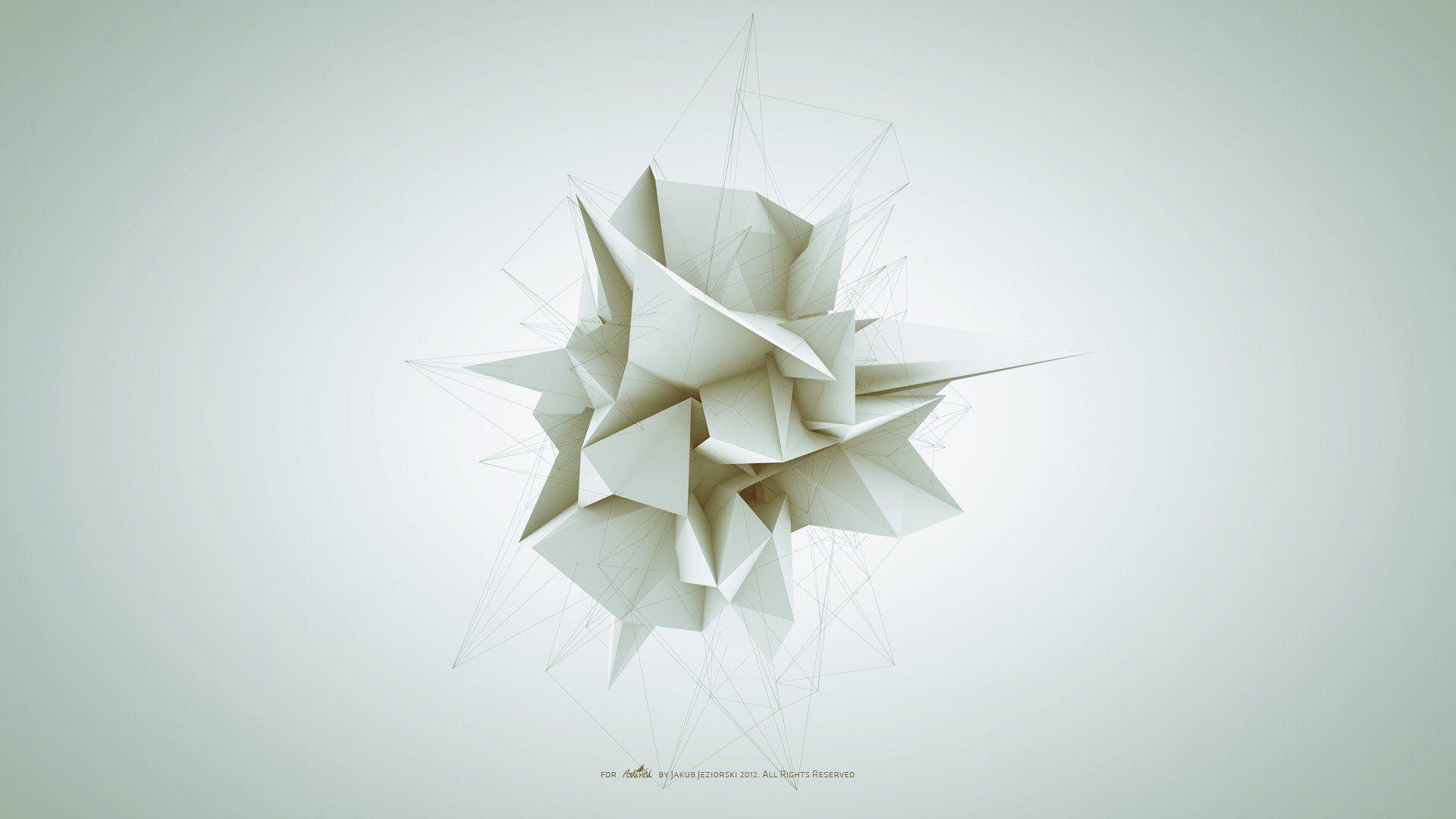 Abstract white geometry forms Adam Spizak wallpaperx1080