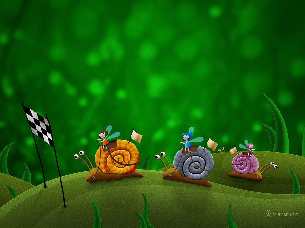 Snail Racing · Desktop wallpaper · Vladstudio