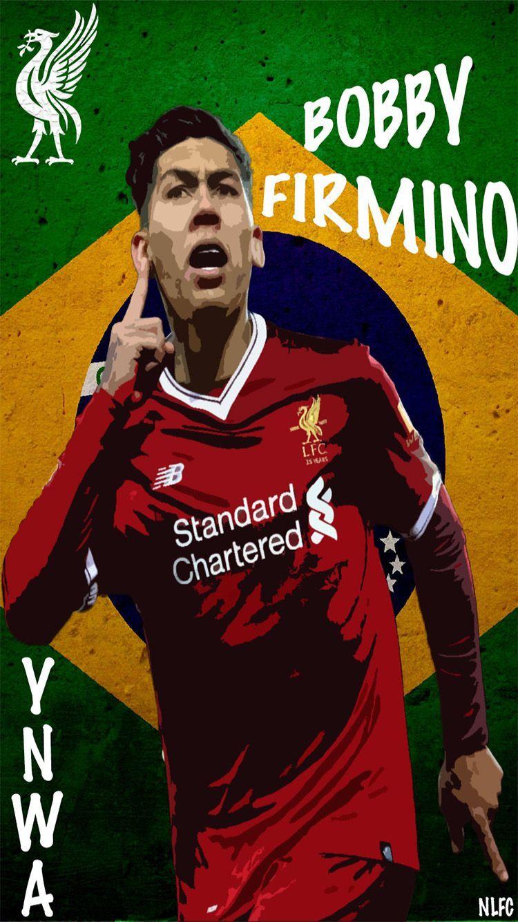 Cell phone wallpaper of Liverpool FC player Roberto Firmino