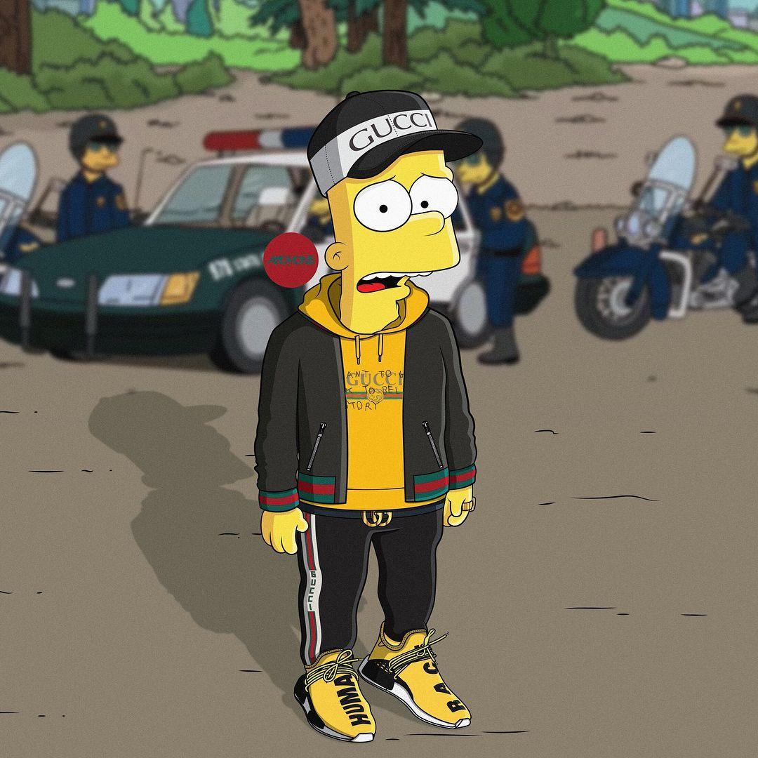 Gangsta Gucci Bart Simpson Supreme Wallpaper.