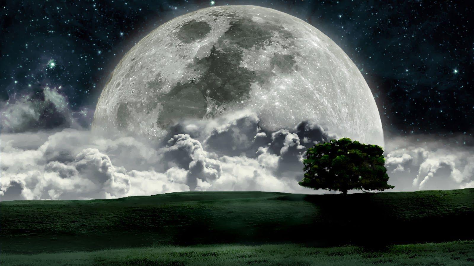 Very Nice Moon Cloud Painting HD Wallpaper