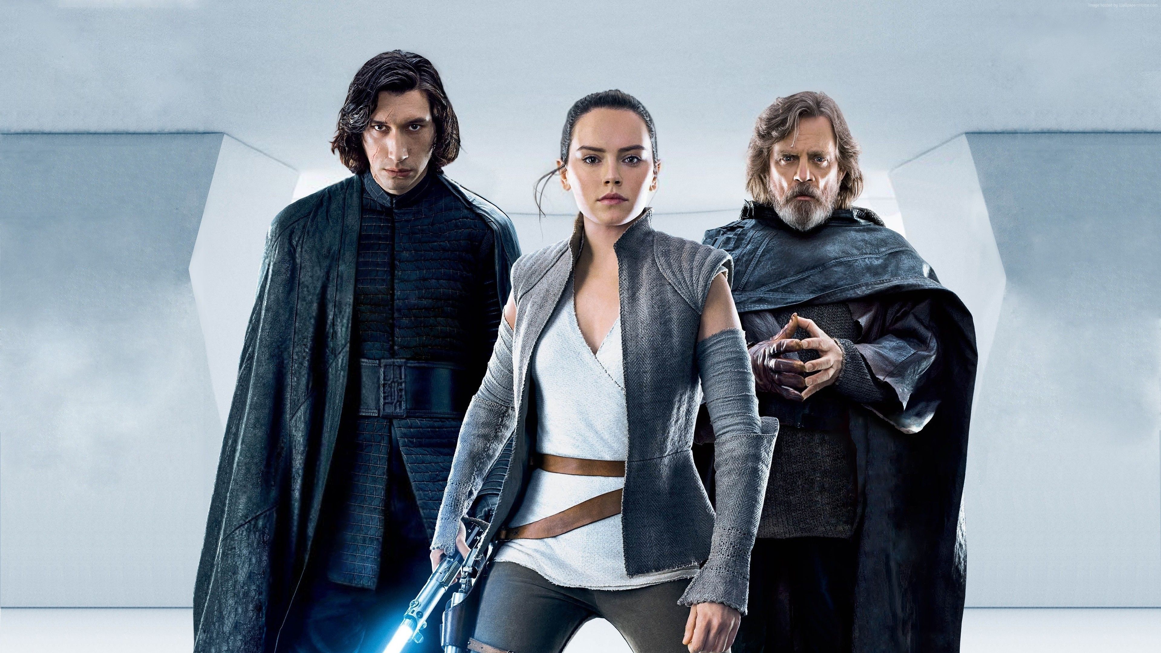 Wallpaper Star Wars: The Last Jedi, Adam Driver, Daisy Ridley, Mark