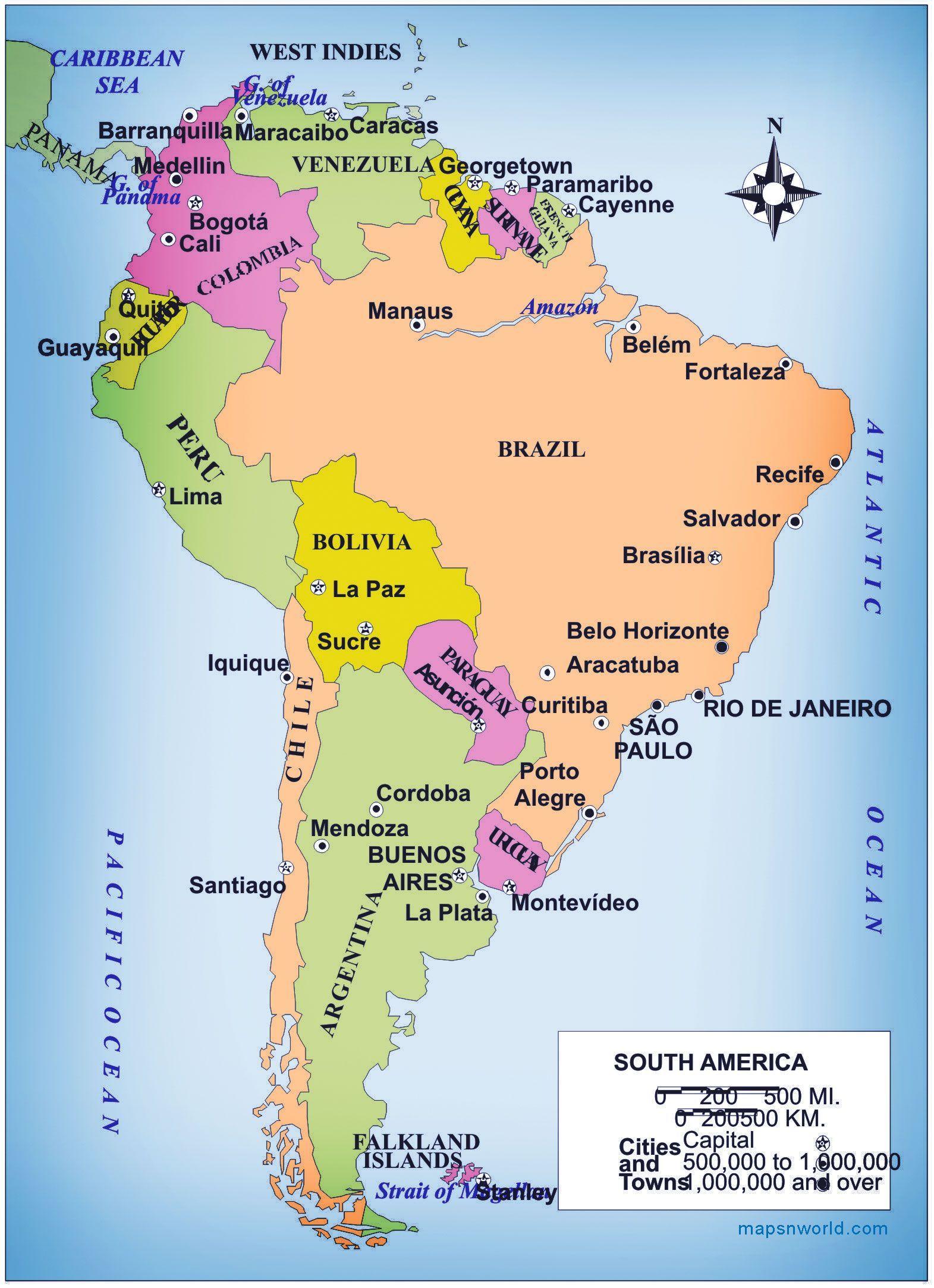 map of south america Large Image. Backpacking