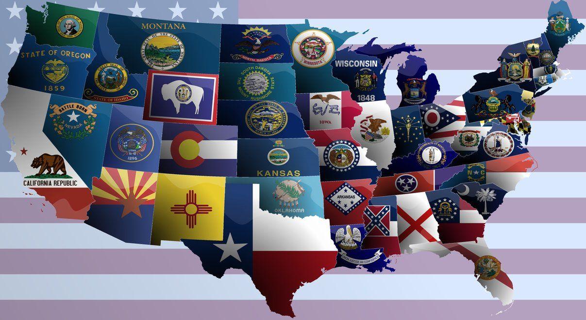 United States of America flag map