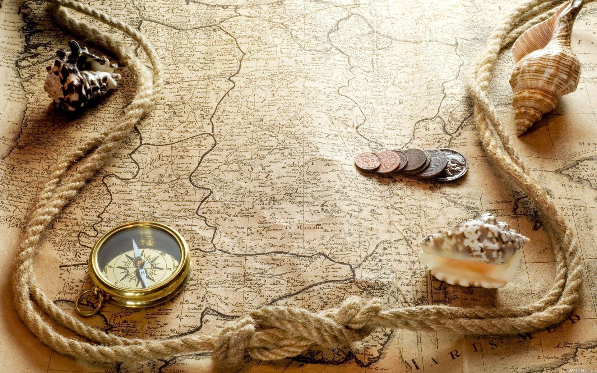 Compass With Old Map Wallpaper IPhone Wallpaper