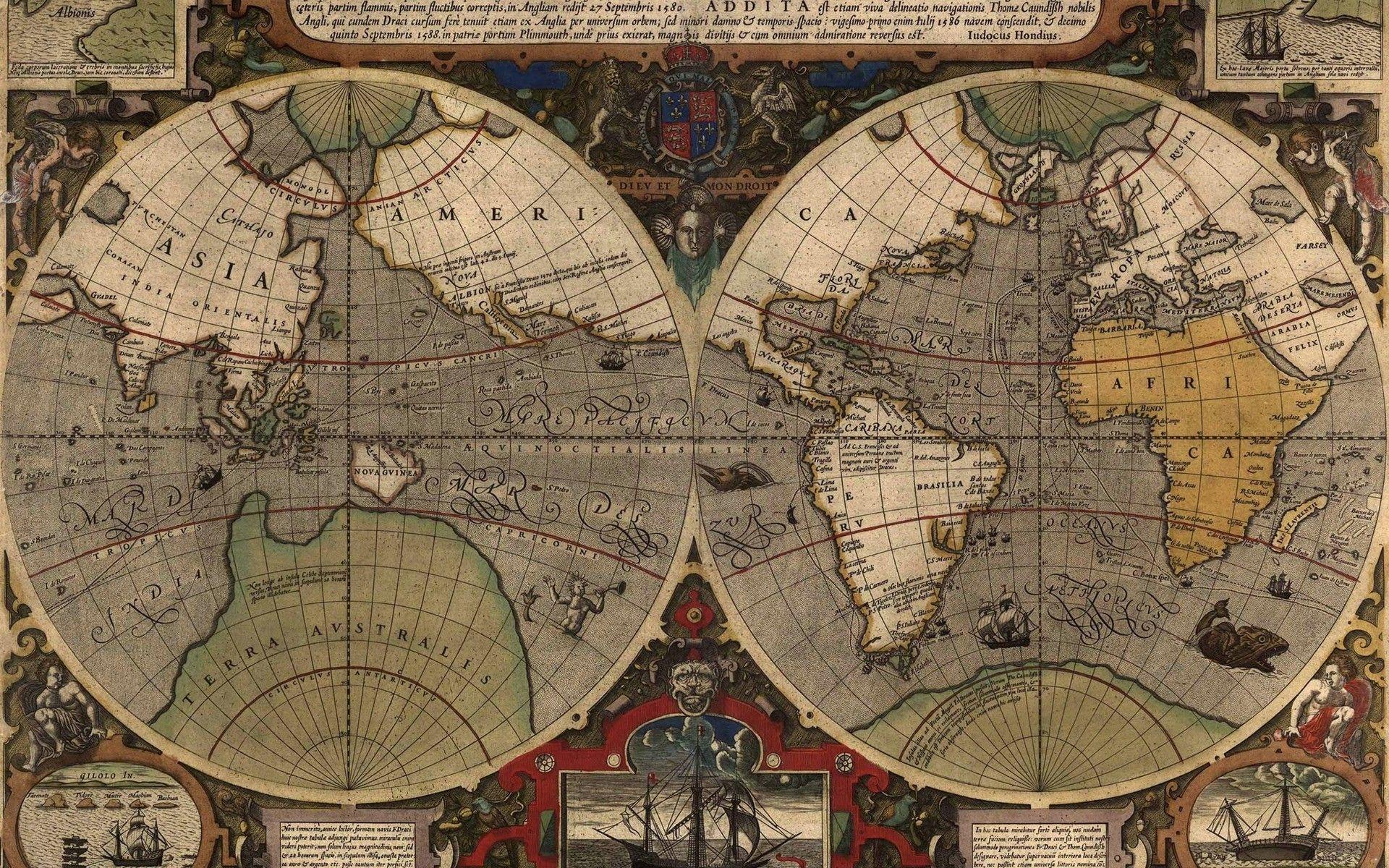 Old World Map Desktop Wallpaper