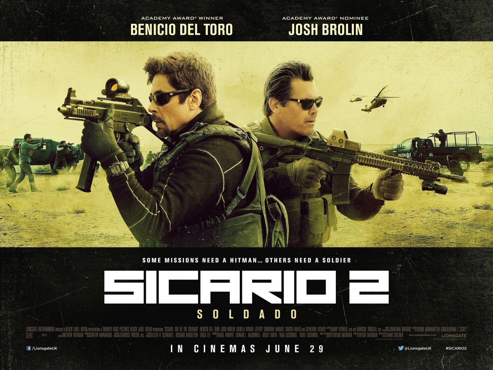 New UK poster for Sicario 2 featuring Benicio Del Toro and Josh Brolin