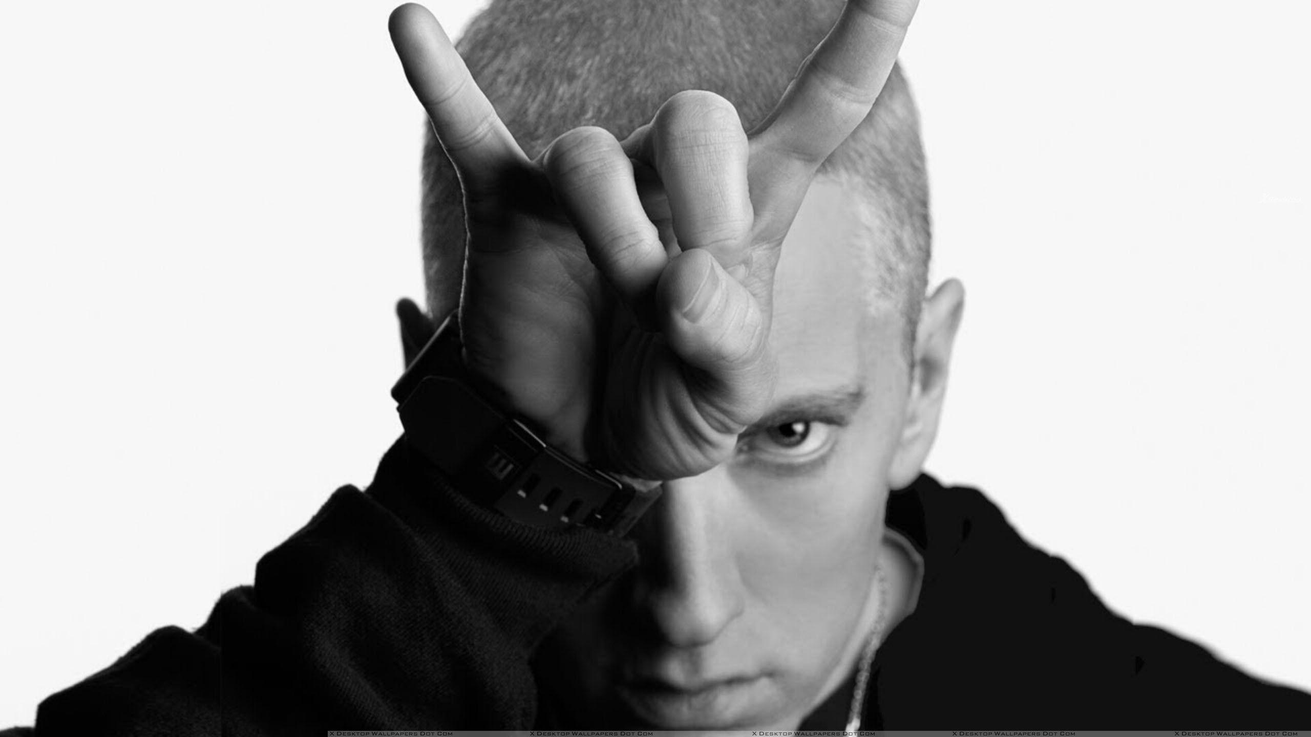 Eminem Angry Look Making Horns On Head Wallpaper