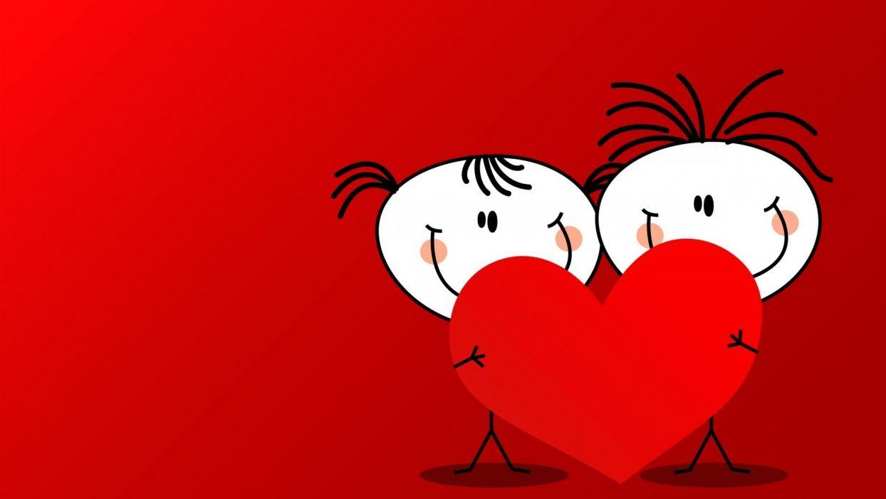 Day art boy couple Cute girl happy heart hug red smile Valentine