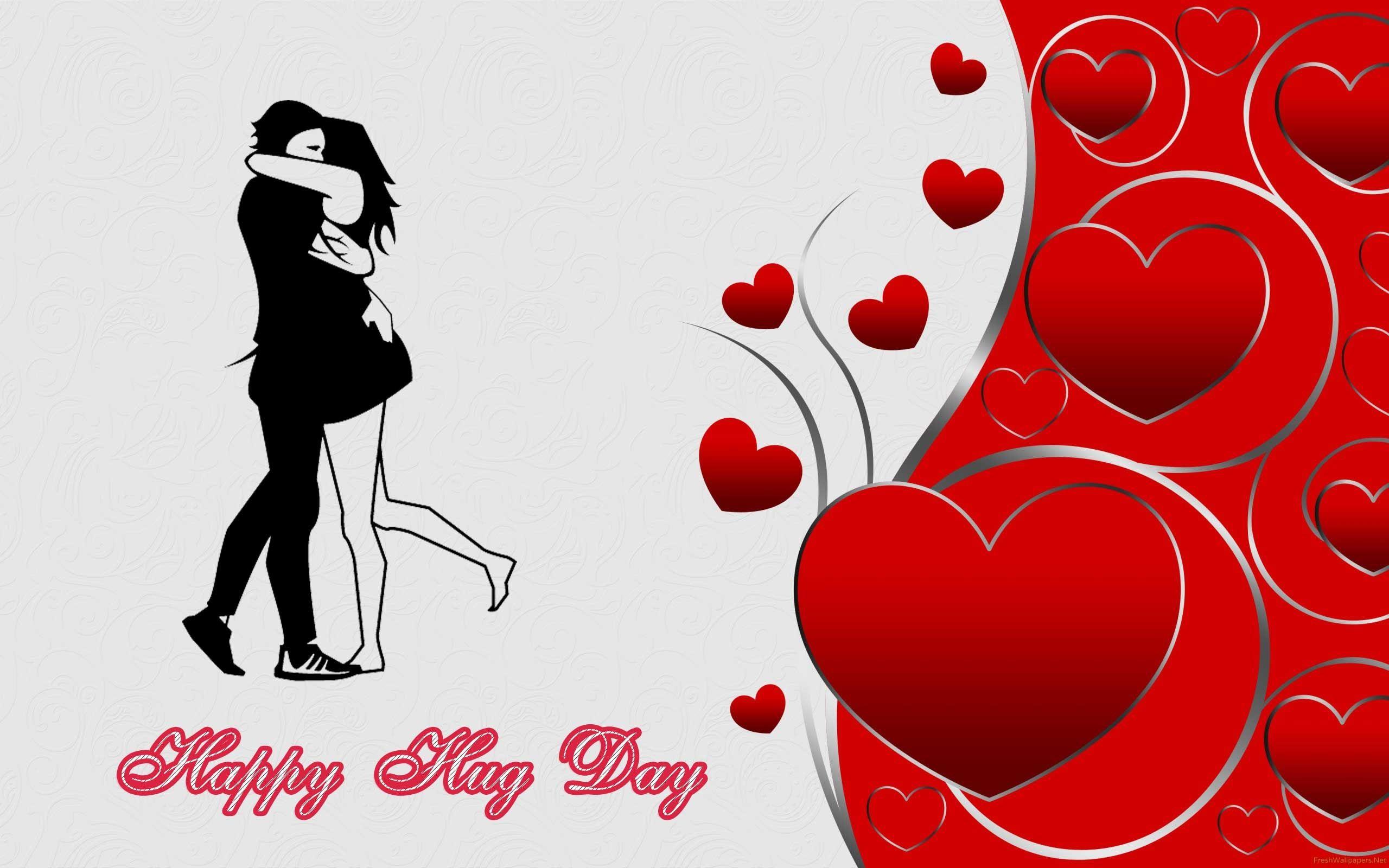 Happy Hug Day Wishes Love Romantic Couples Hearts Background Image
