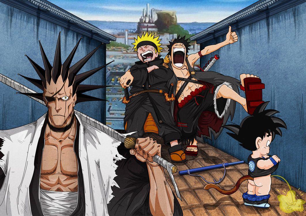 Goku, Luffy, Naruto, Zaraki