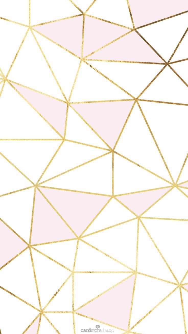 Pink gold white geometric mosaic. iPhone wallpaper. Destop wallpaper, Gold wallpaper, iPhone background