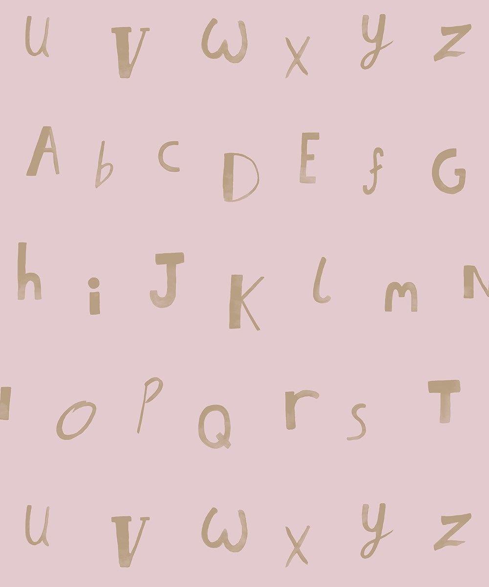 Make Believe Alphabet Pink Gold Wallpaper