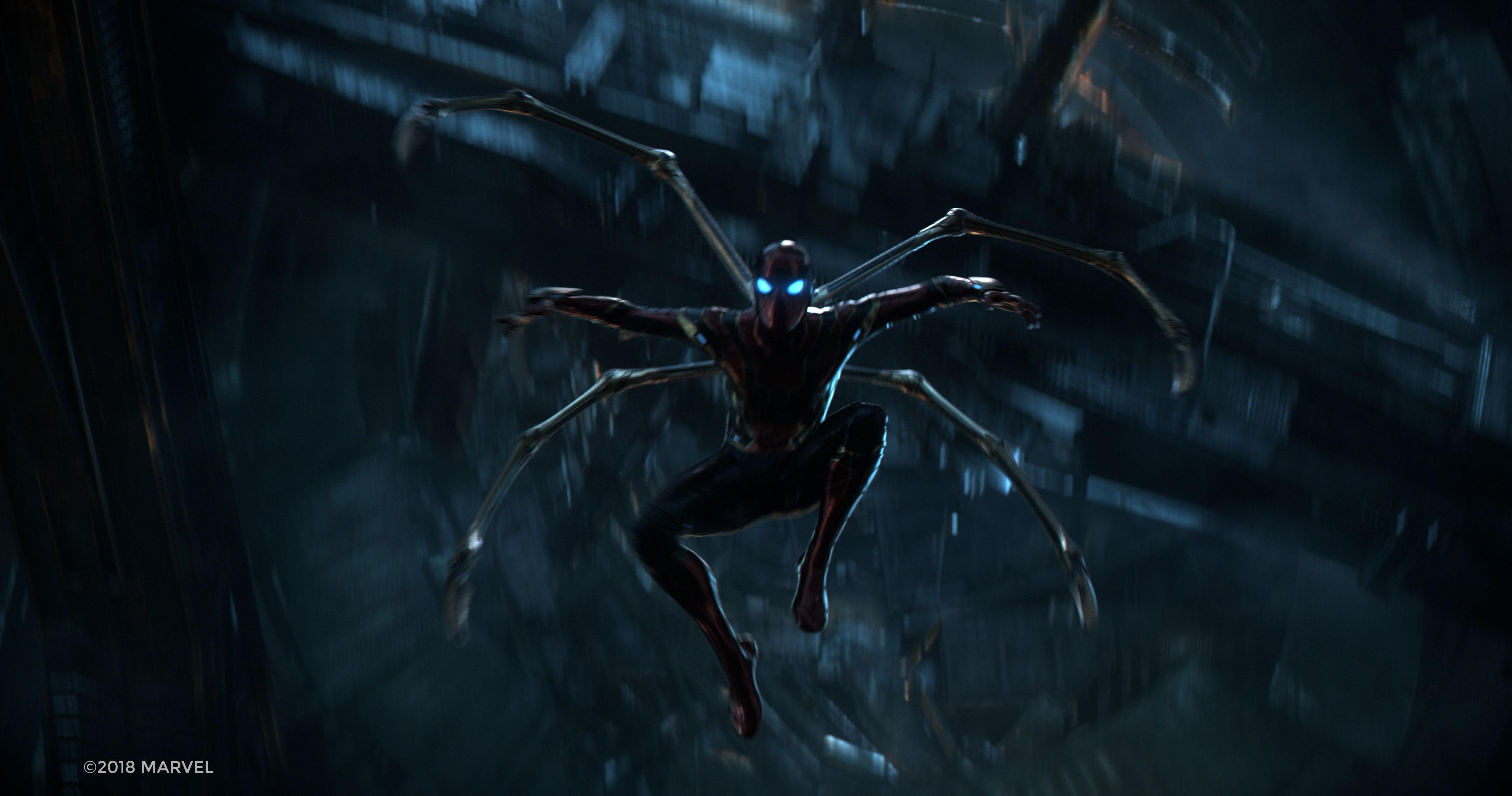 Tom Holland As Spider Man Iron Spider Suit Infinity War Wallpaper
