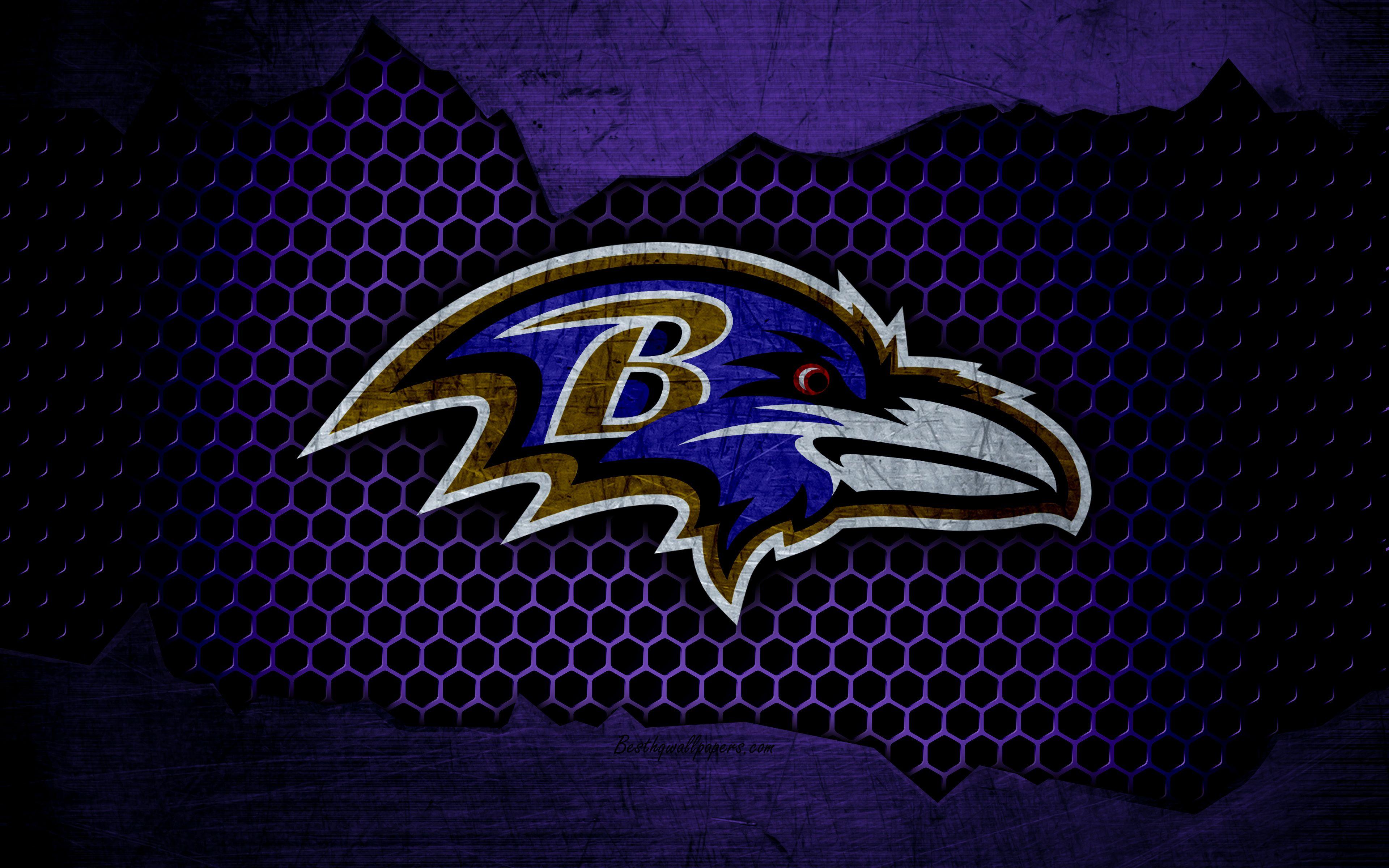 Download wallpaper Baltimore Ravens, 4k, logo, NFL, american