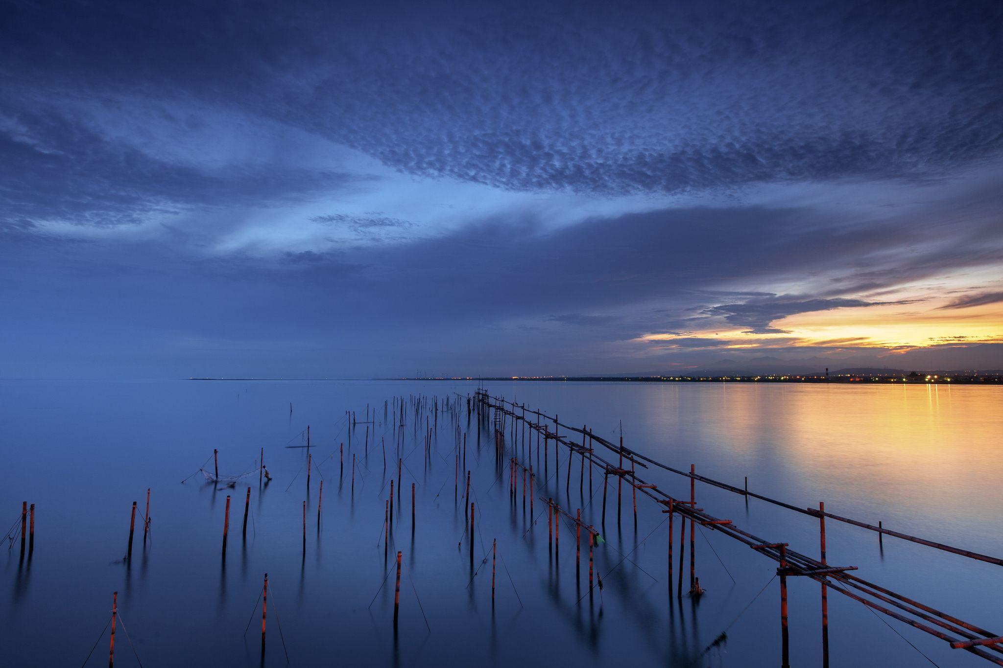 Sea calm tranquility taiwan ocean sunset sky reflection wallpaper