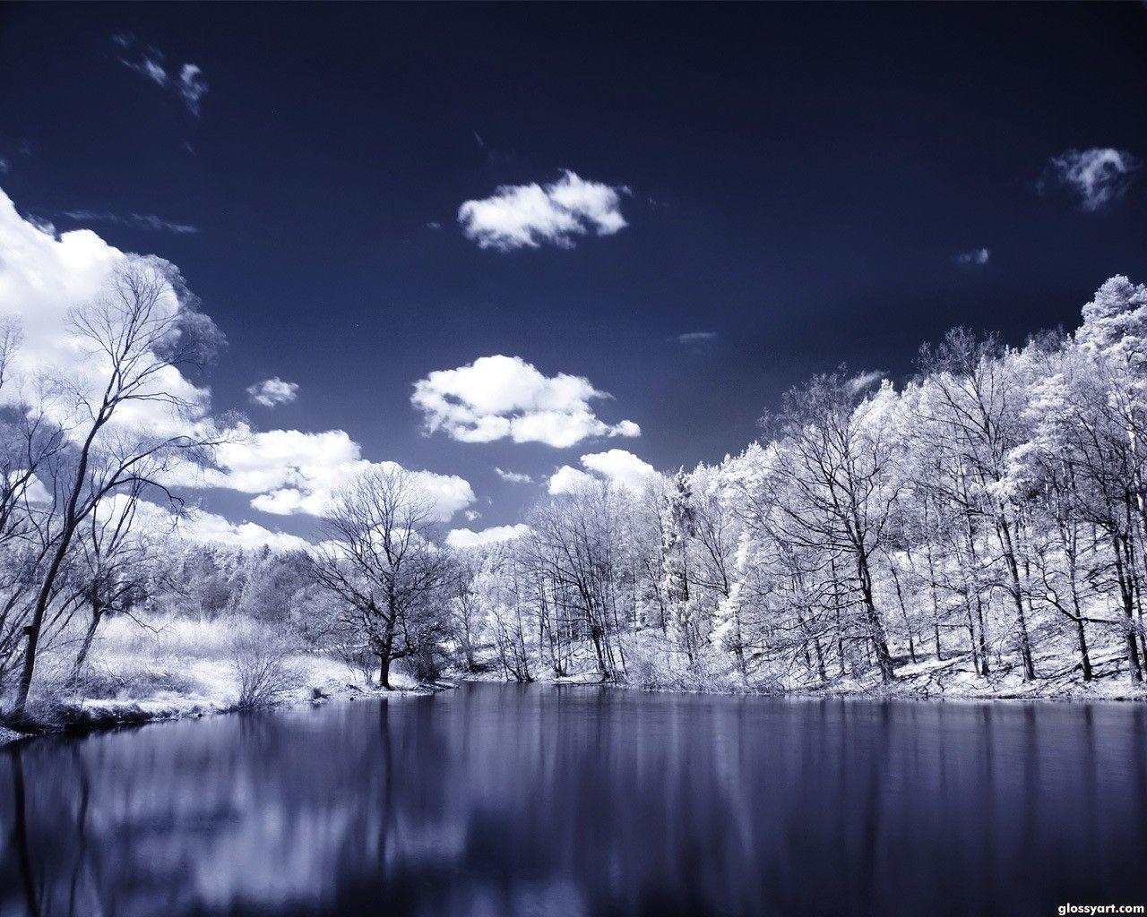 Tranquility Tag wallpaper: Trees Water Clouds Reflections Park Blue