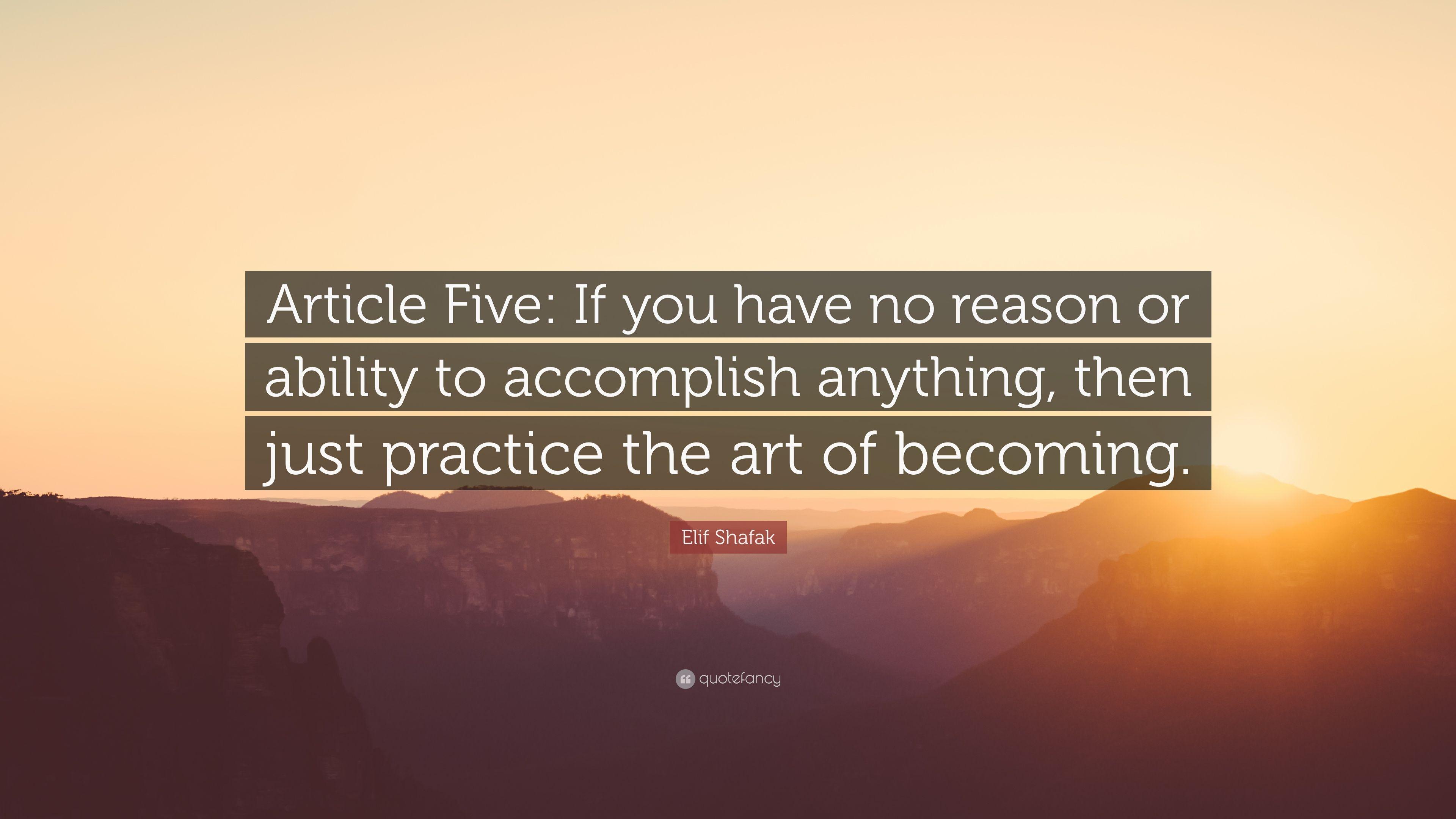 Elif Shafak Quote: “Article Five: If you have no reason or ability