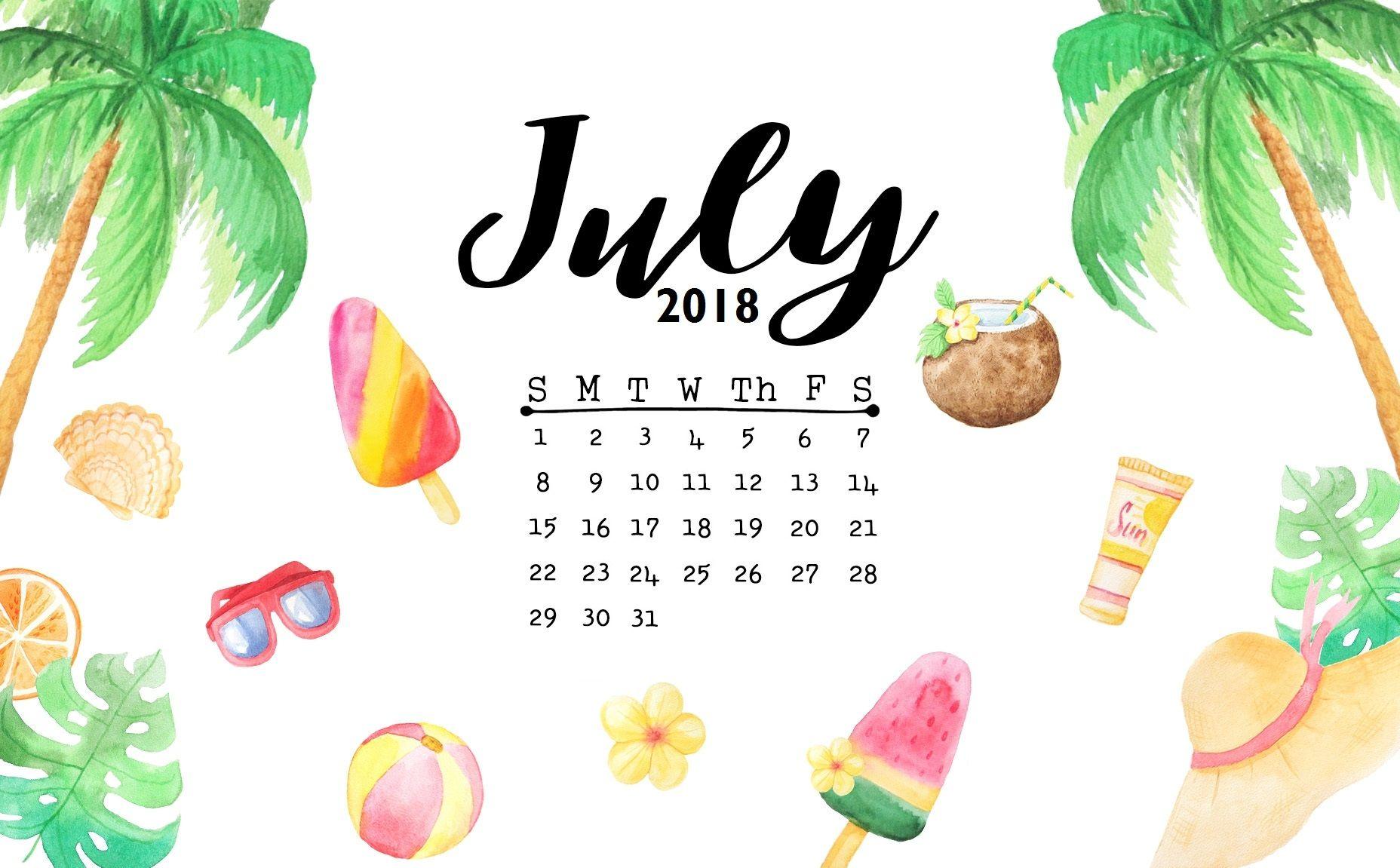 Cute July 2018 Calendar Wallpaper. MaxCalendars