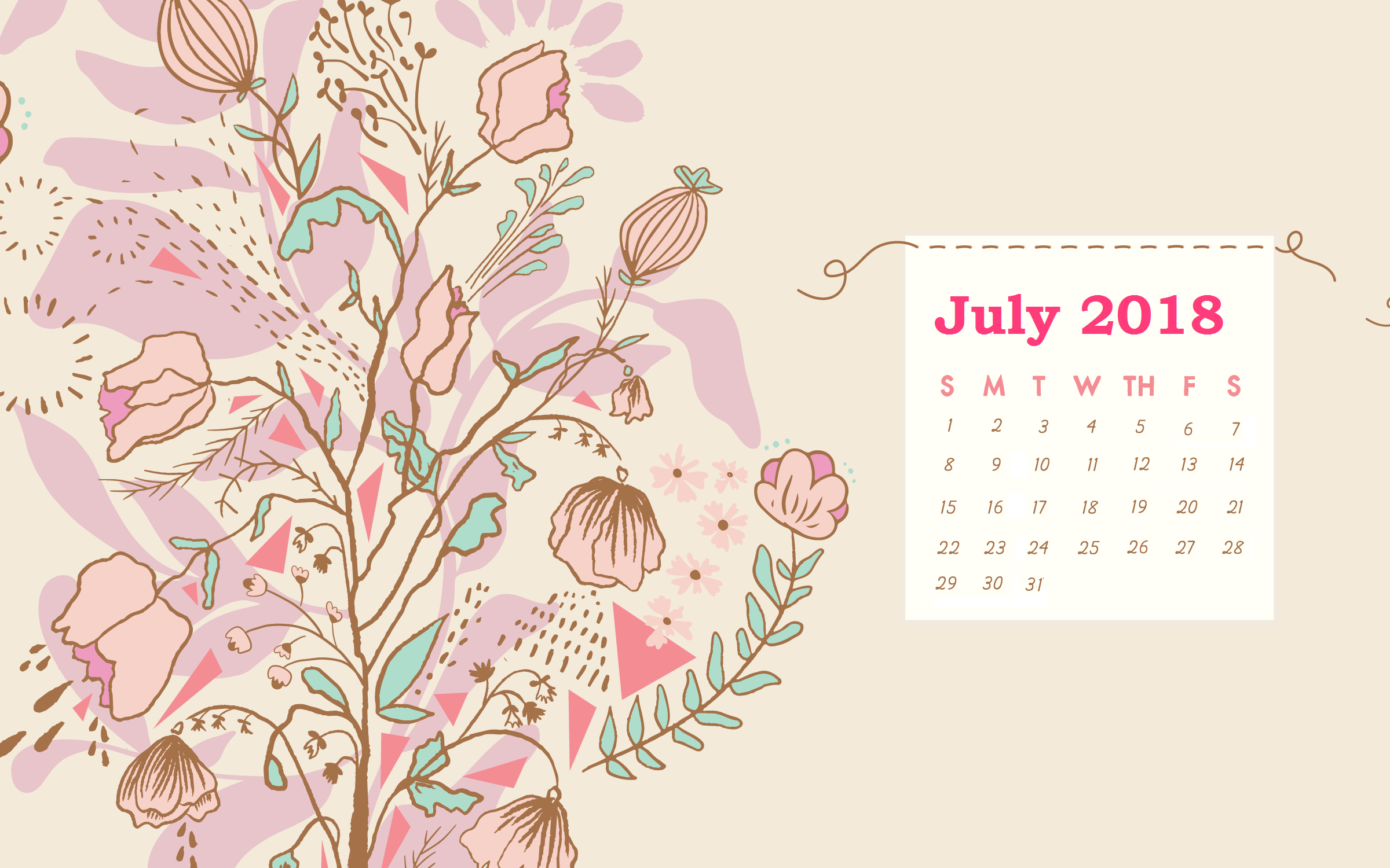 July 2018 Desktop Background Calendar. MaxCalendars