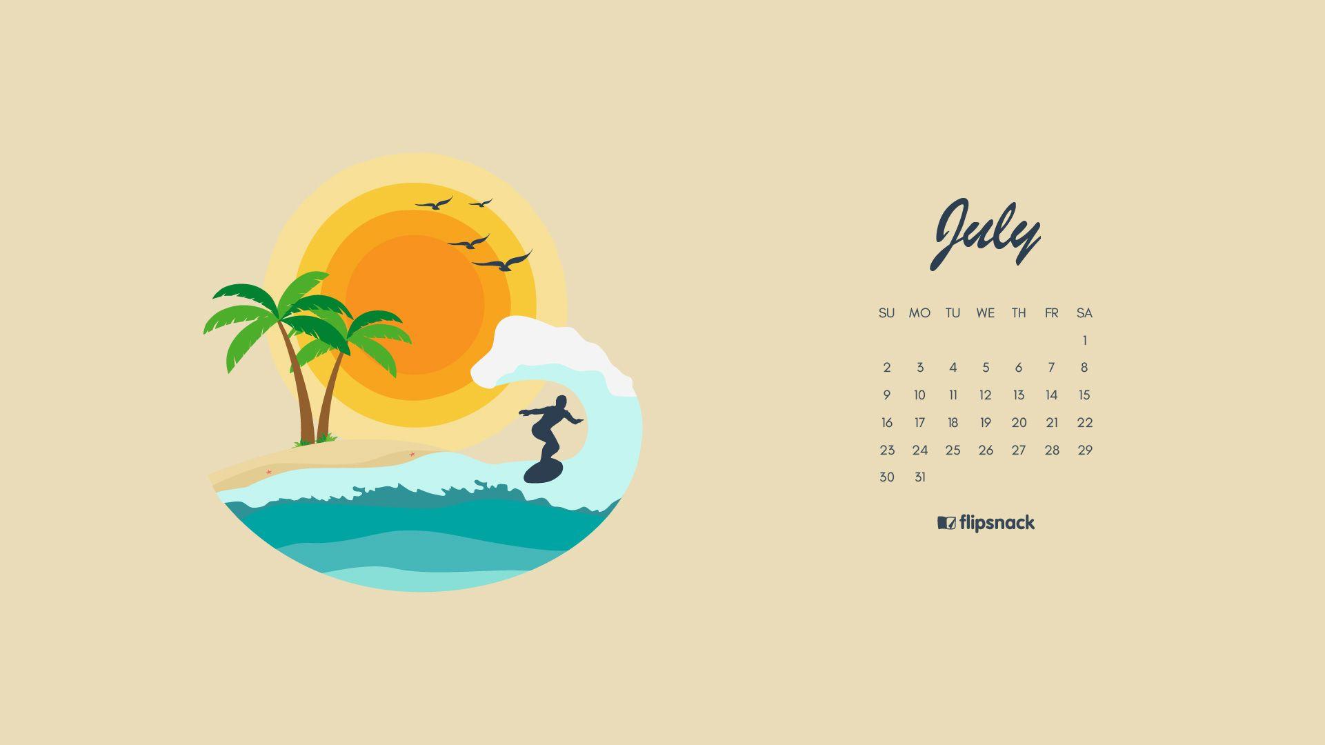 July 2017 calendar wallpaper for desktop background