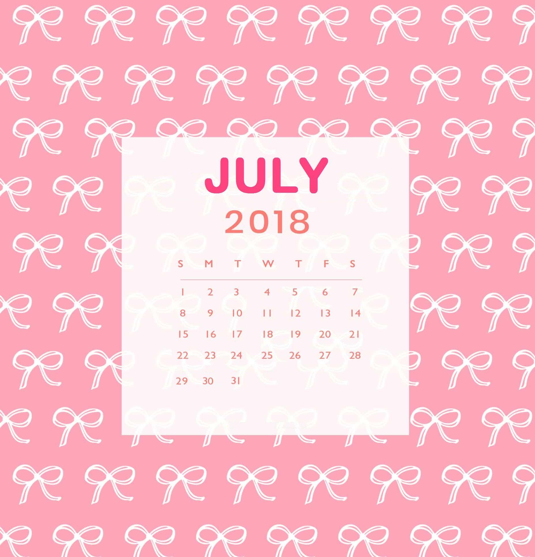 July 2018 iPhone Calendar Wallpaper