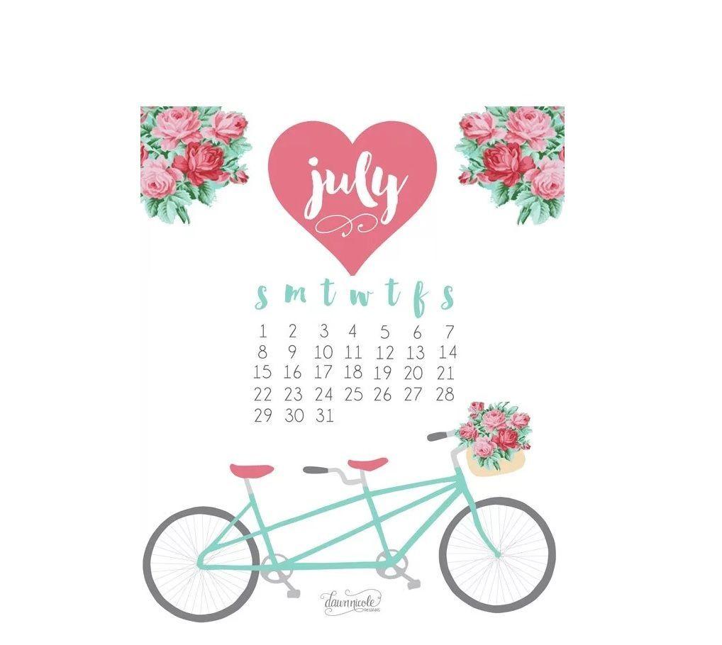 Cute July 2018 Calendar Wallpaper. Calendar 2018