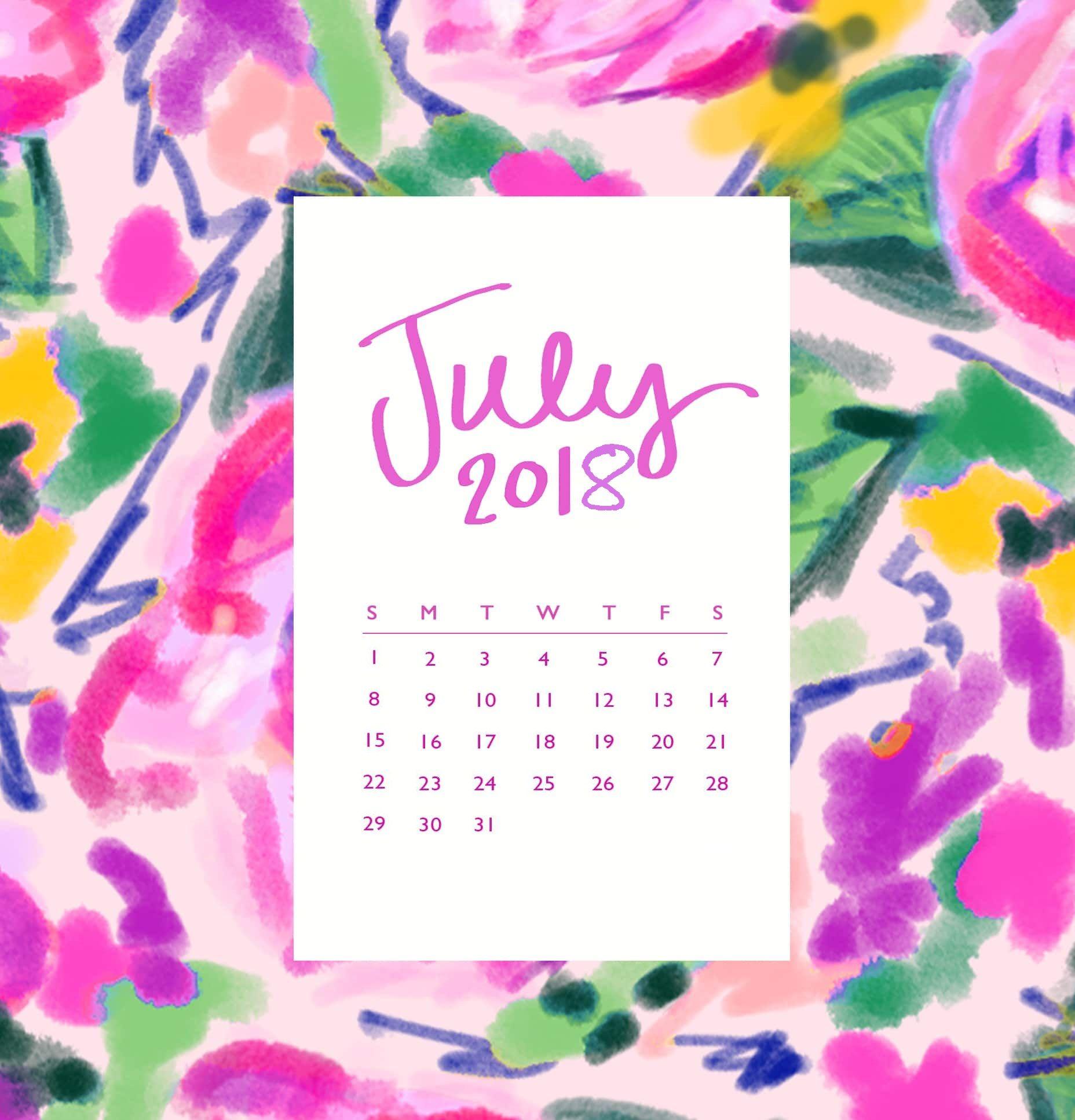 July 2018 iPhone Calendar Wallpaper