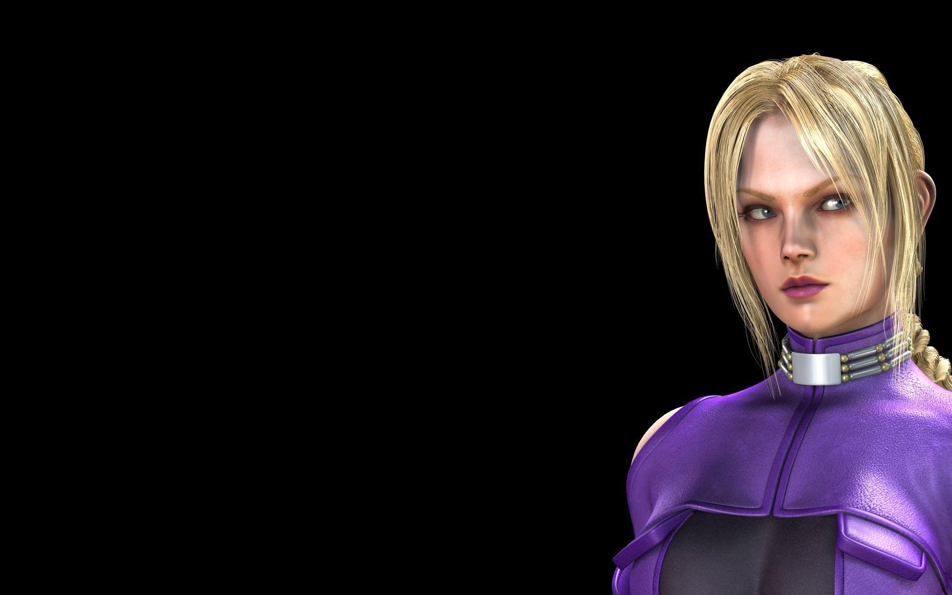 video games, Tekken, CGI, Nina Williams, simple background, black