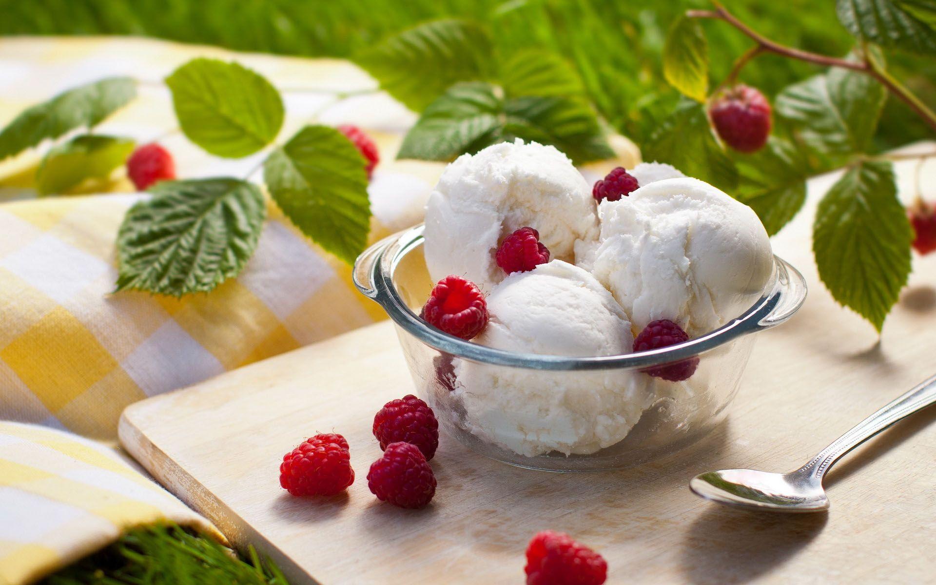 Ice Cream Raspberries Food Wallpaper HD Wallpaper