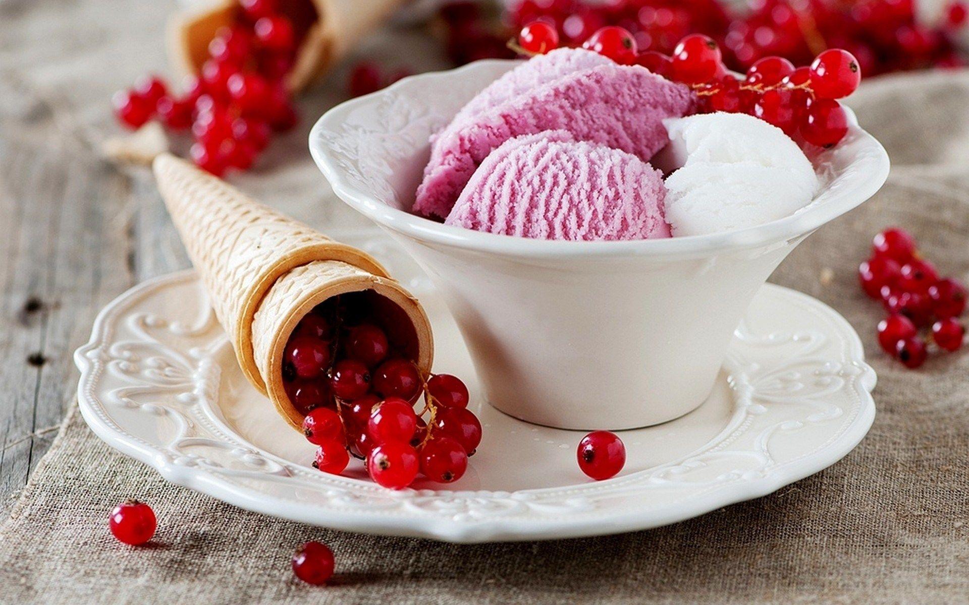 ice cream with red cherries HD wallpaper. HD Wallpaper. Ice