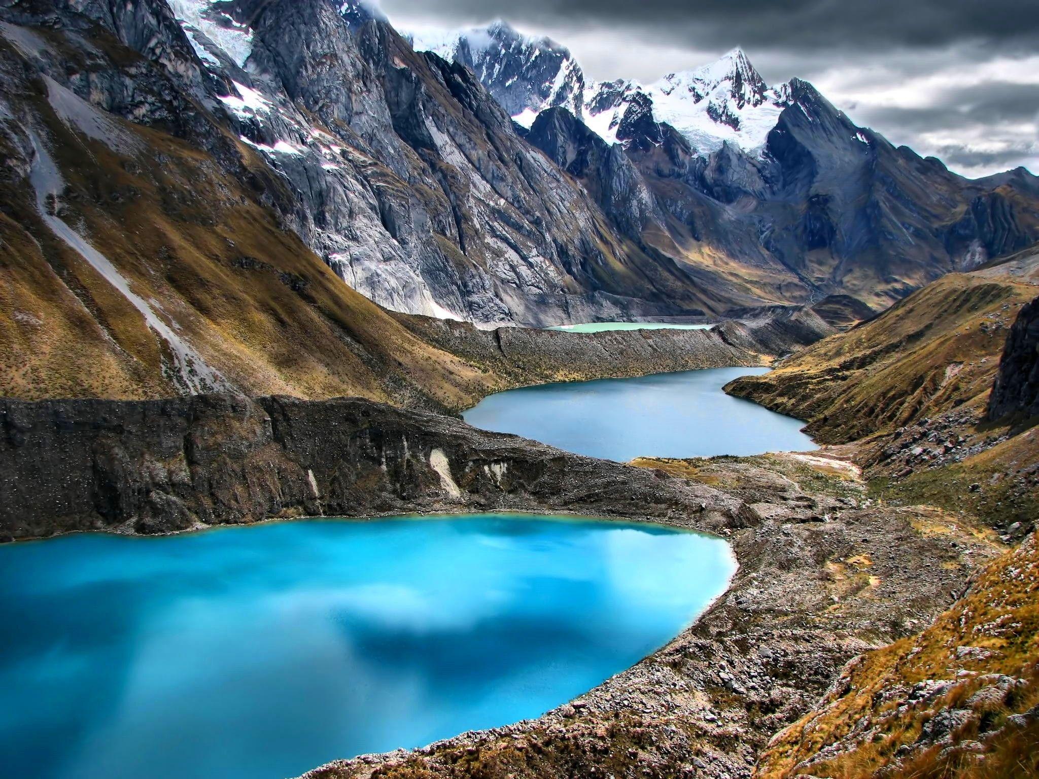 Mountain: Peaks Water Andes Clouds Mountain Turquoise Beautiful
