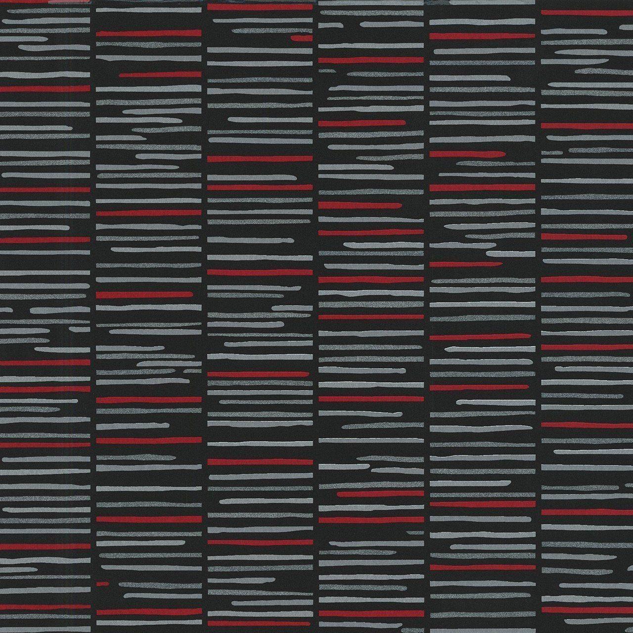 Black and Red Ladder Stripe Wallpaper