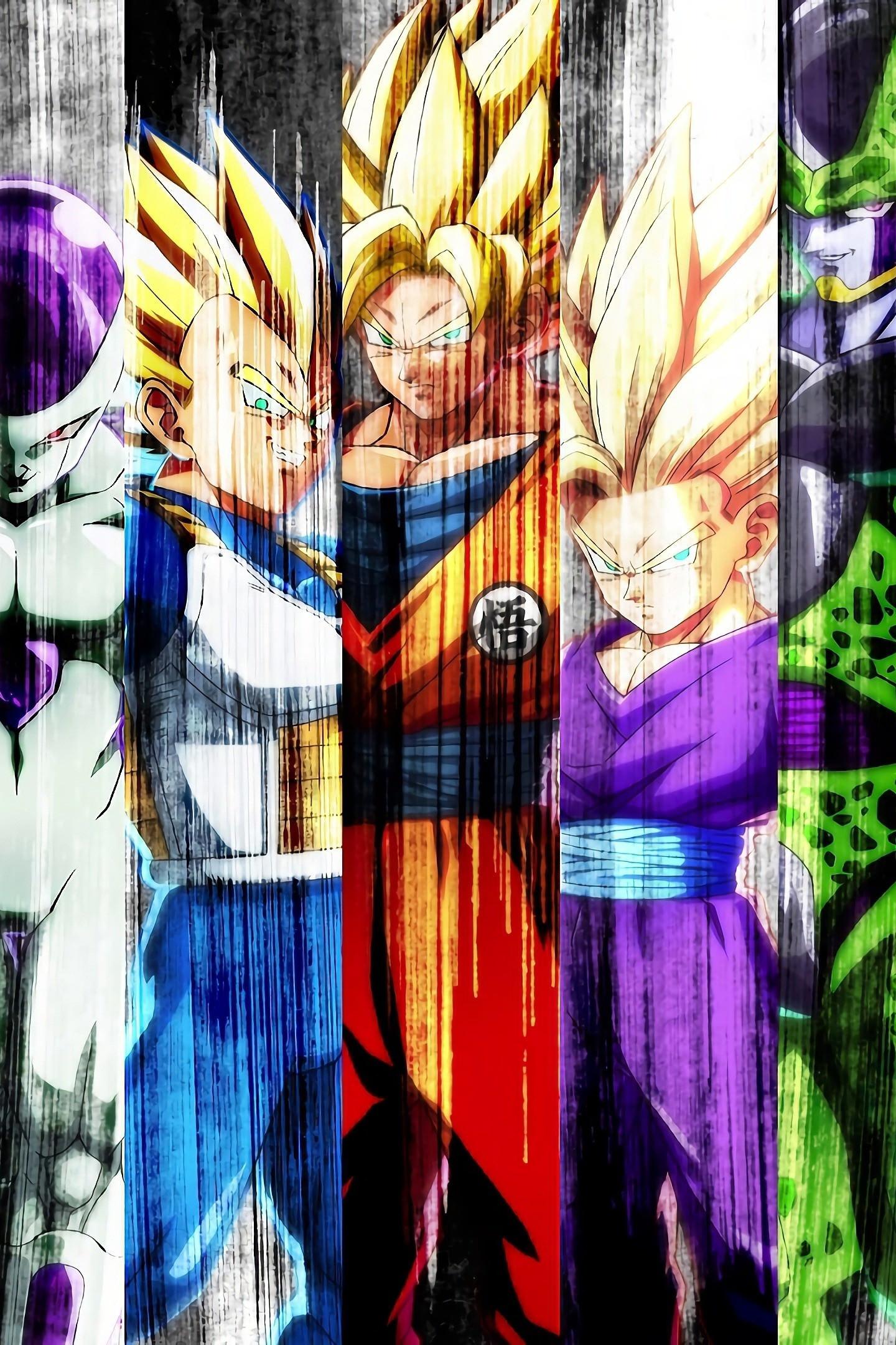 Download 1440x2880 wallpaper all characters, collage, dragon ball