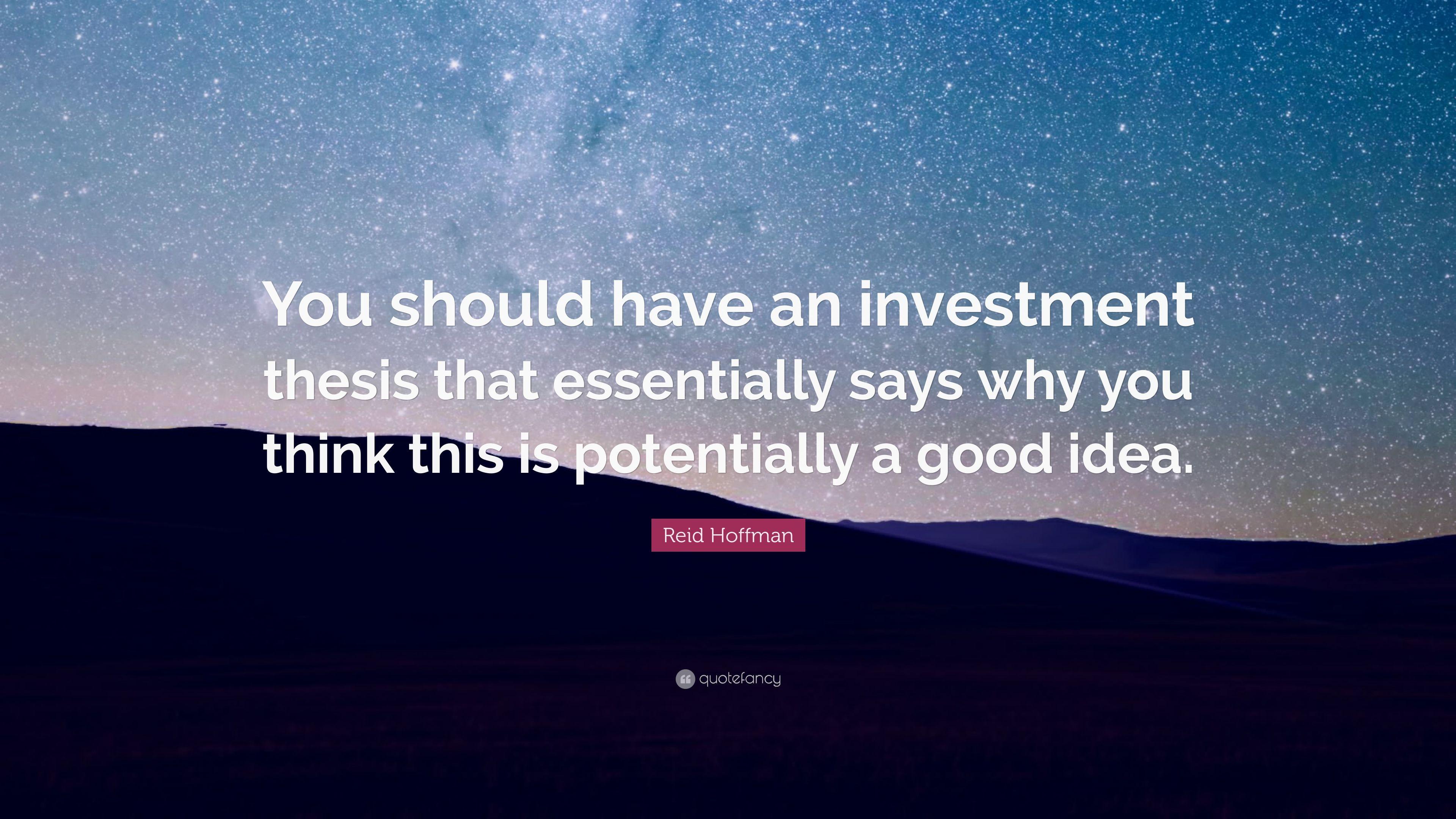Reid Hoffman Quote: “You should have an investment thesis that