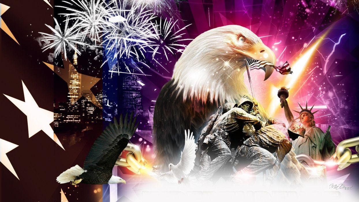 4th july fireworks eagle mood america usa wallpaperx1080