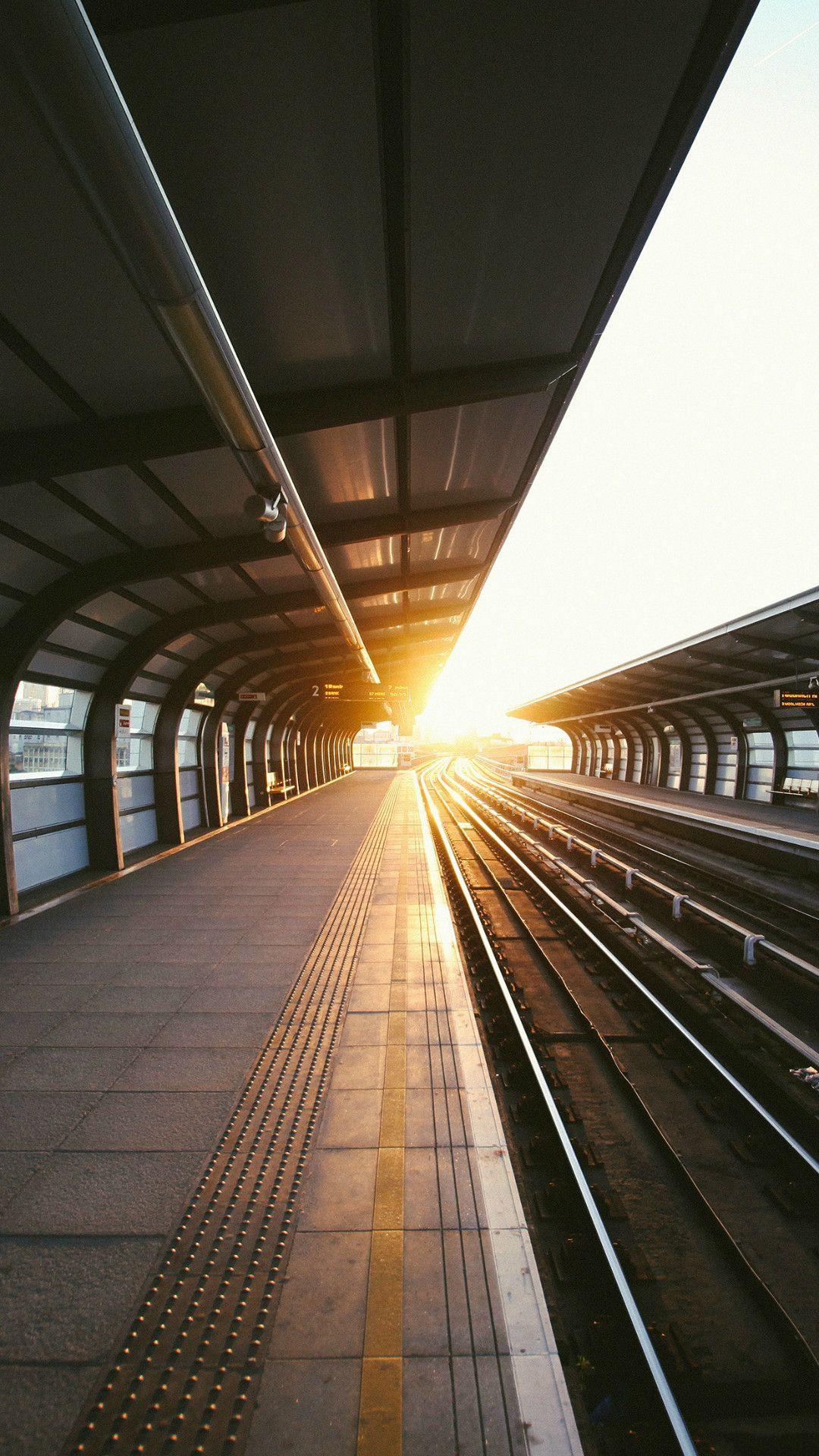 Train Station Sunset Sunlight City View #iPhone #wallpaper