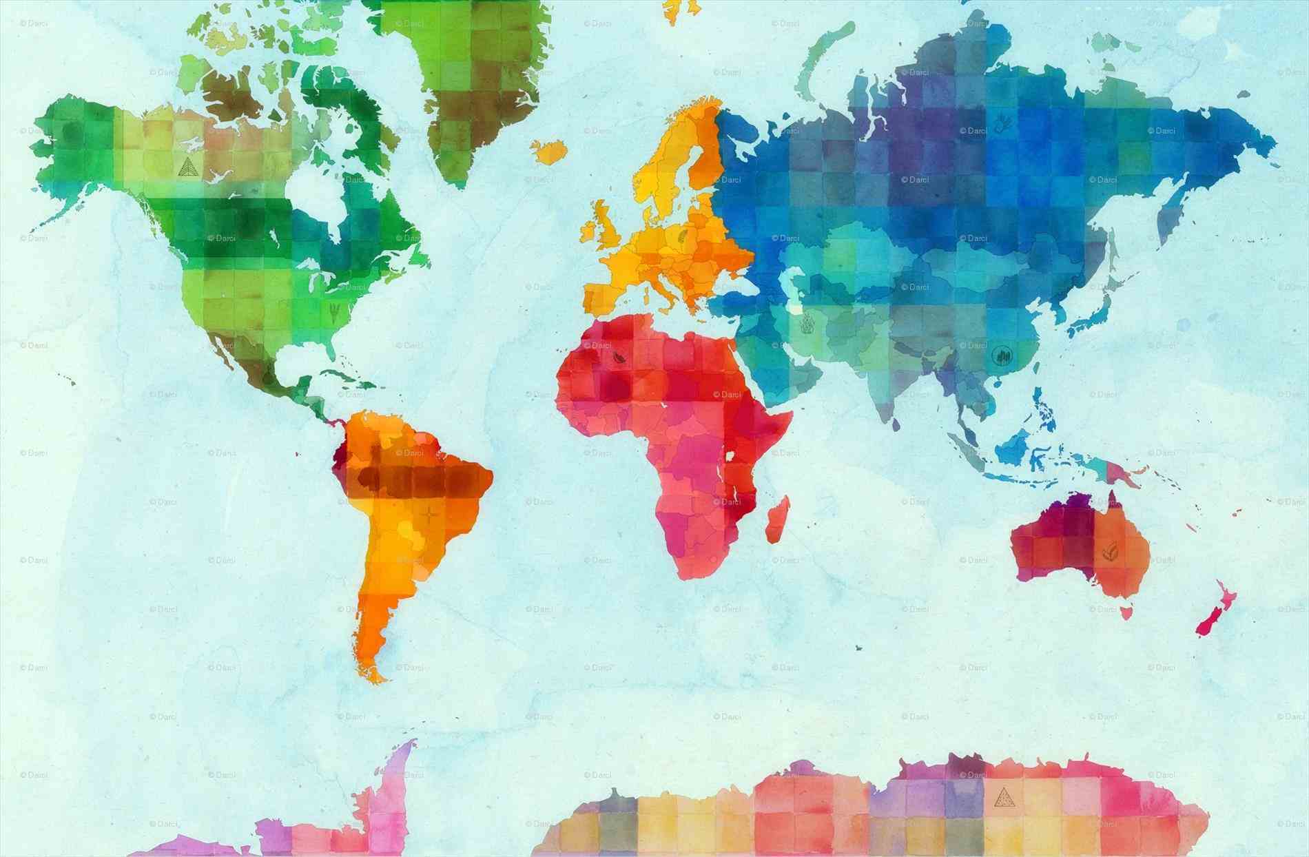 World Map Watercolor Wallpaper