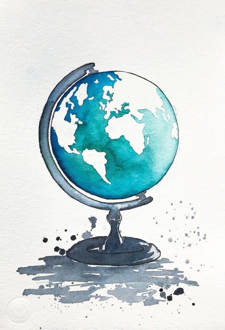 Globe art, World Map Painting, Kids room decor, Map art print