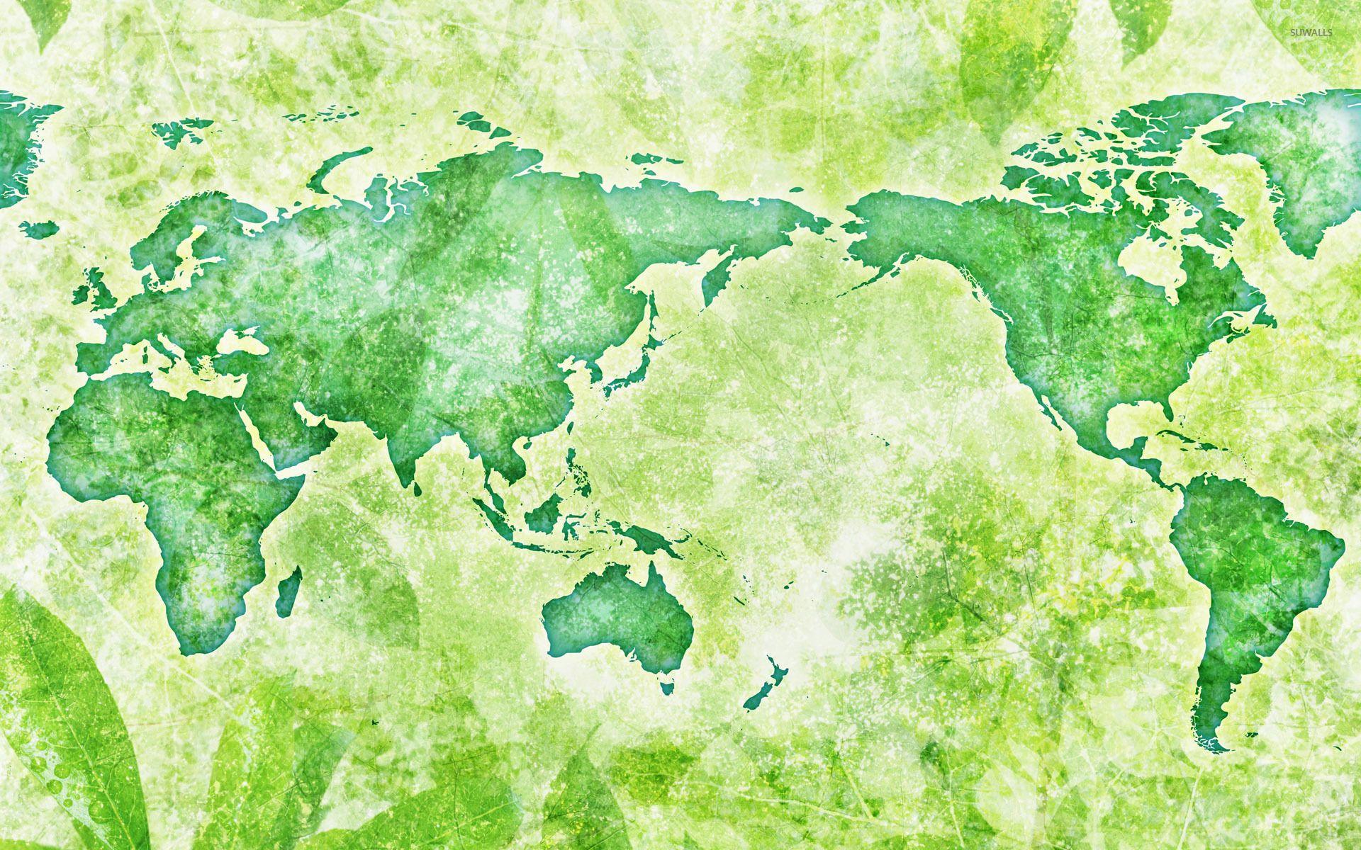 Green map of the world wallpaper Art wallpaper