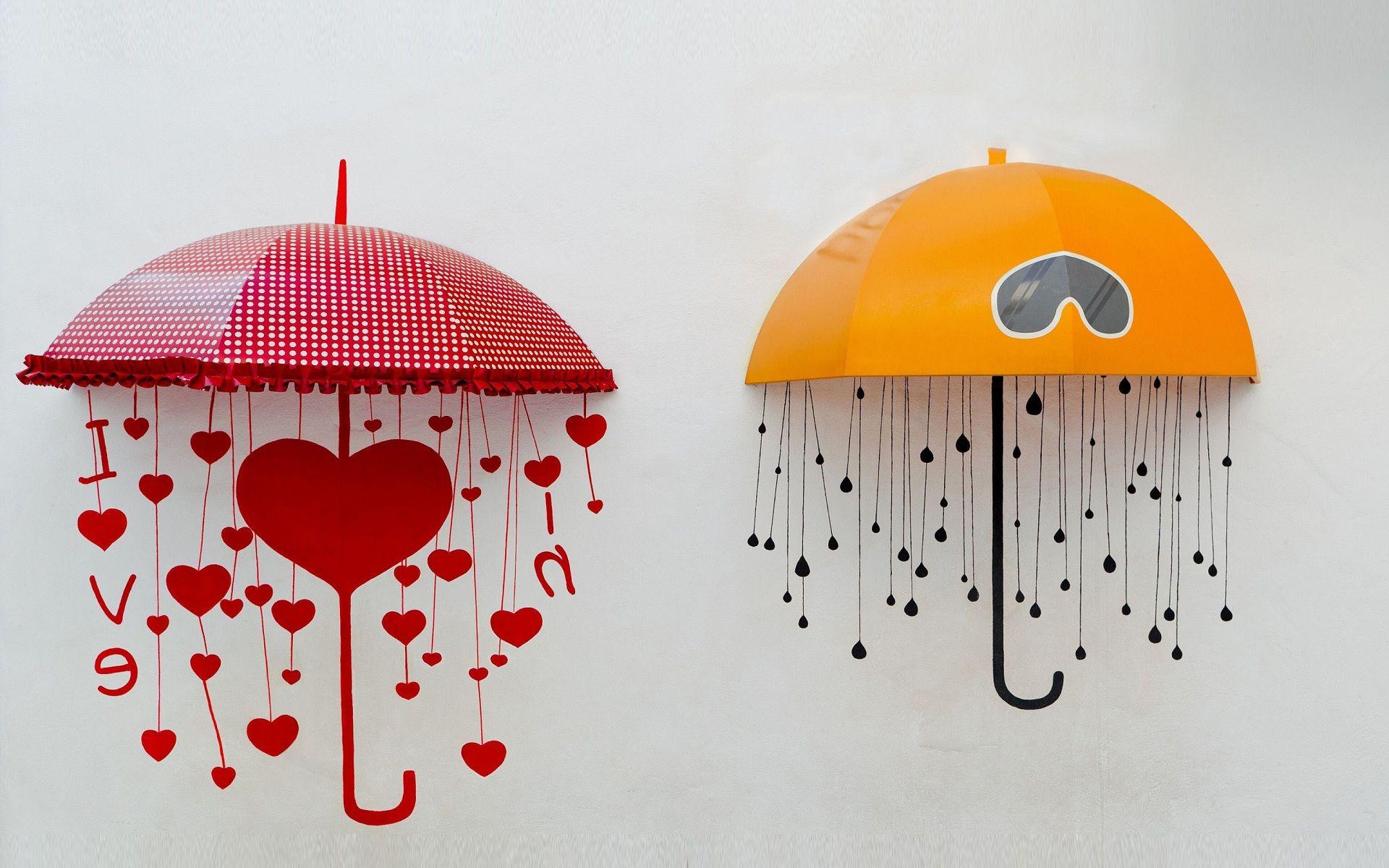 I love you hearts flying umbrella wallpaper HD wallpaperNew
