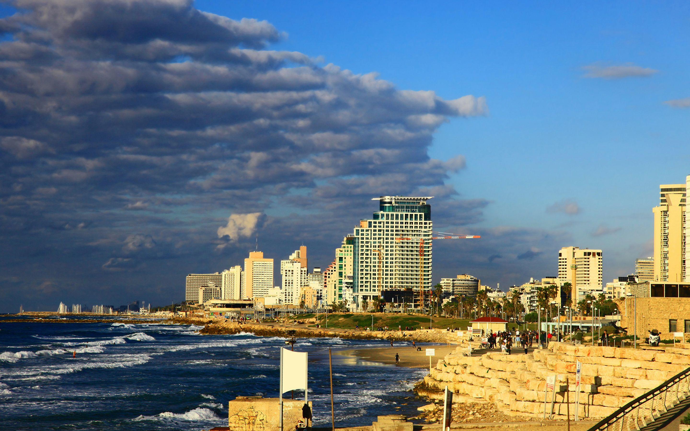 Photo Israel Tel Aviv Sea Sky Cities Building 2880x1800