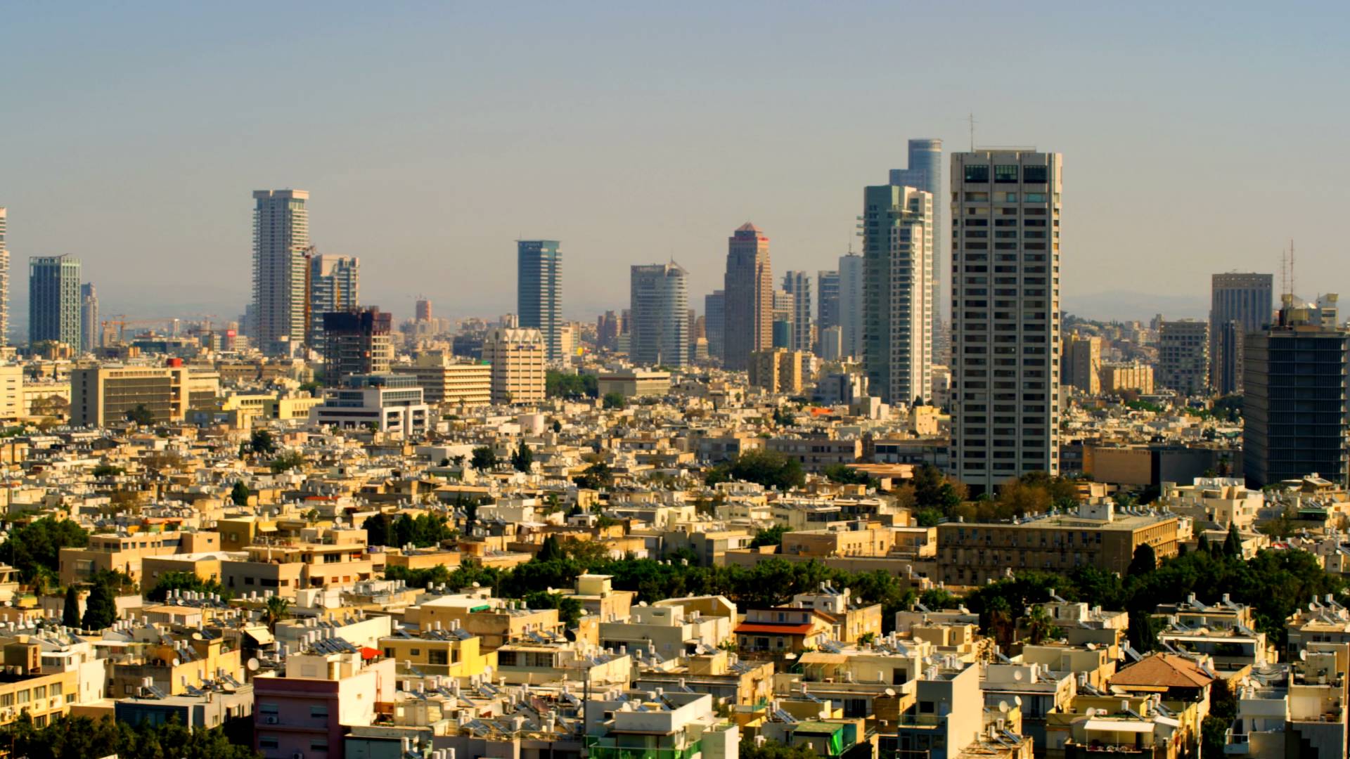Royalty Free Stock Video Footage of a panoramic Tel Aviv skyline
