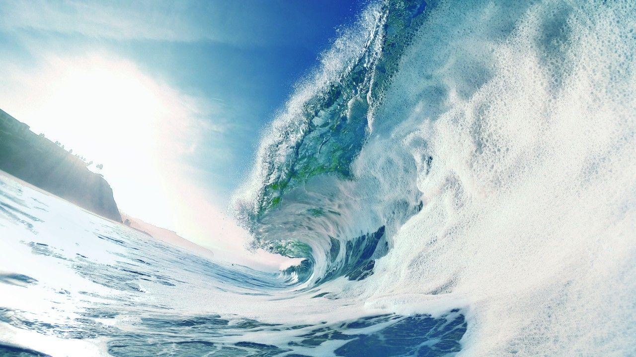 Wallpaper Sea waves, Beach, Sunny day, HD, Nature
