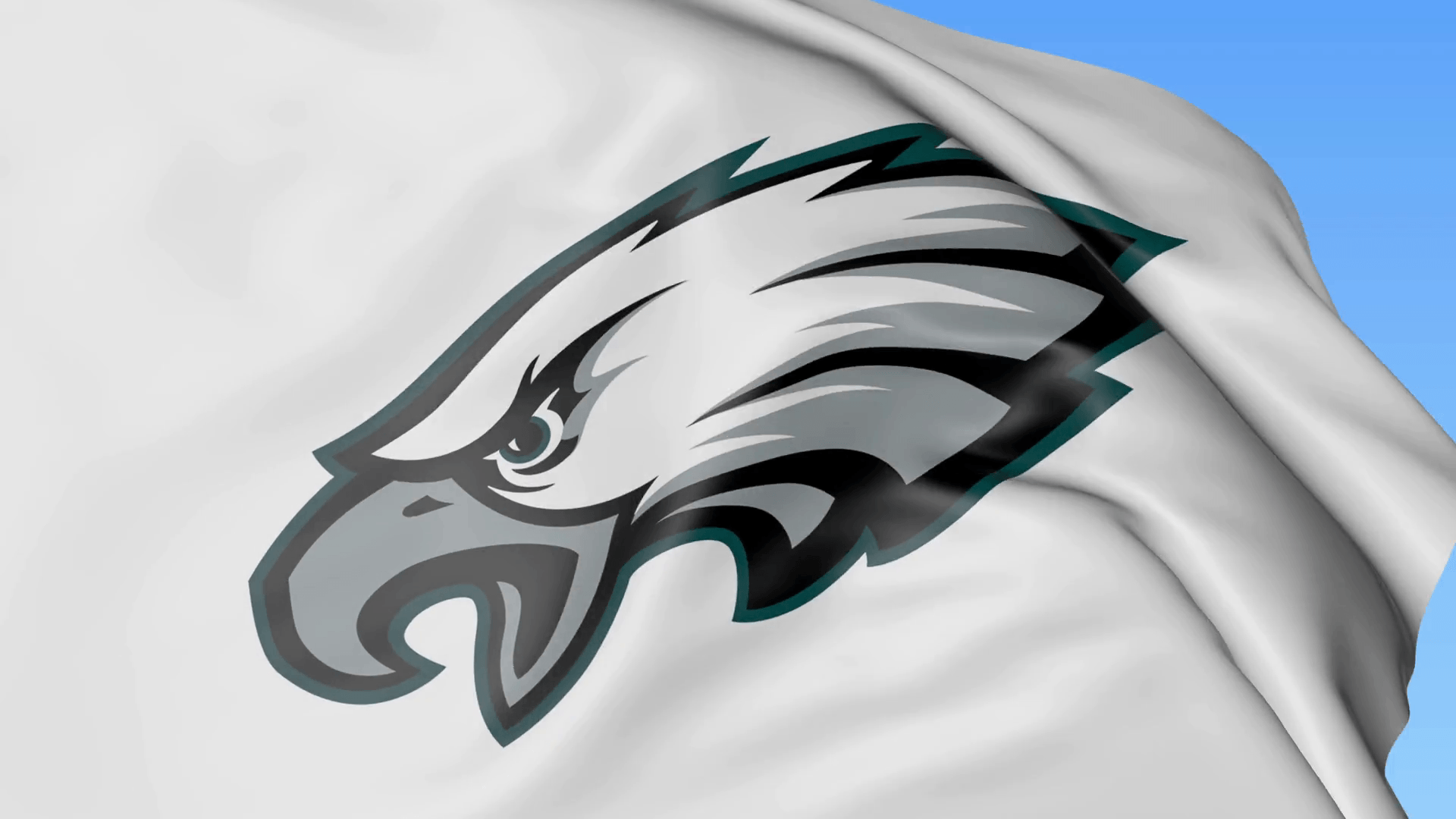 Close Up Of Waving Flag With Philadelphia Eagles NFL American