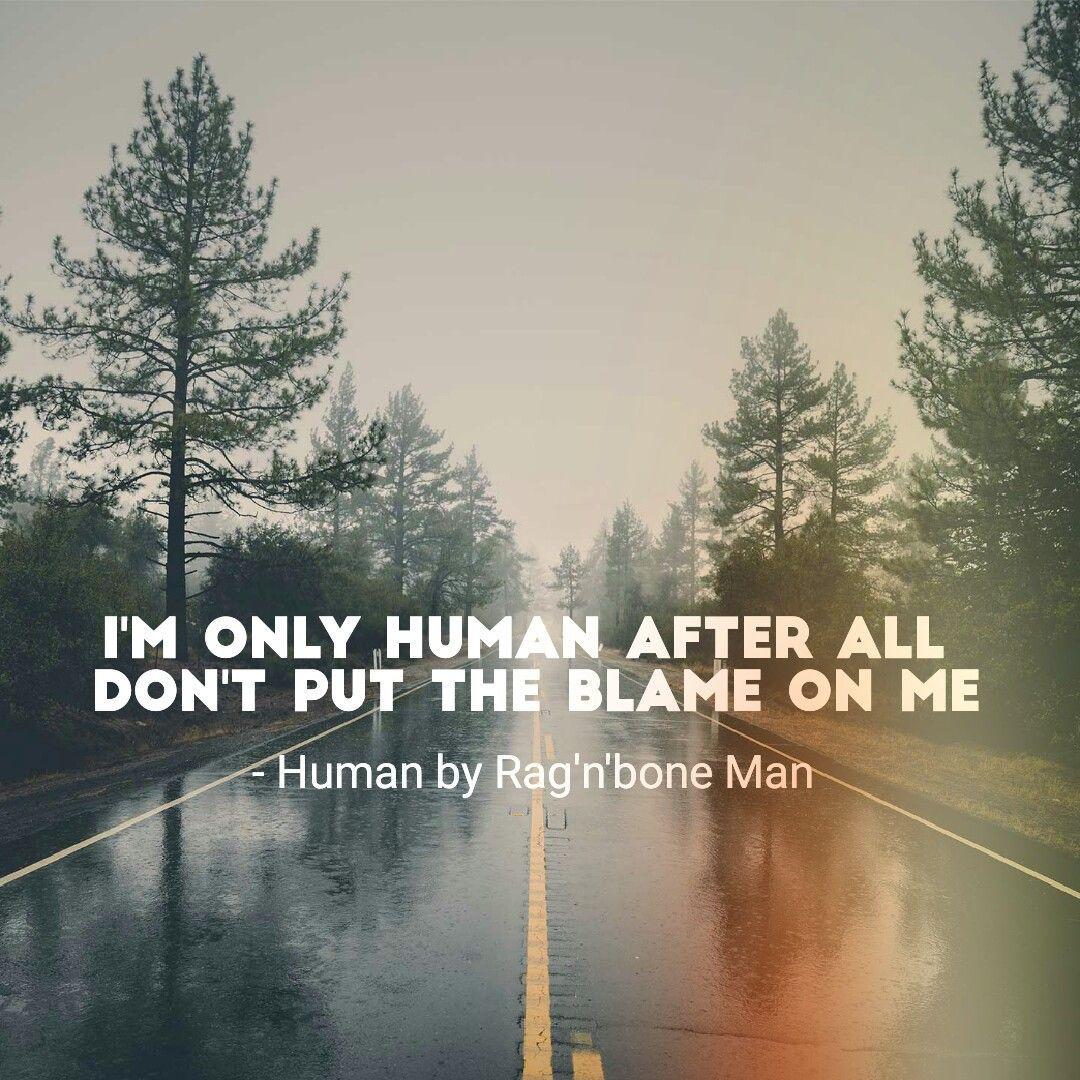 I'm only human after all. Don't put the blame on me. Human by Rag'n