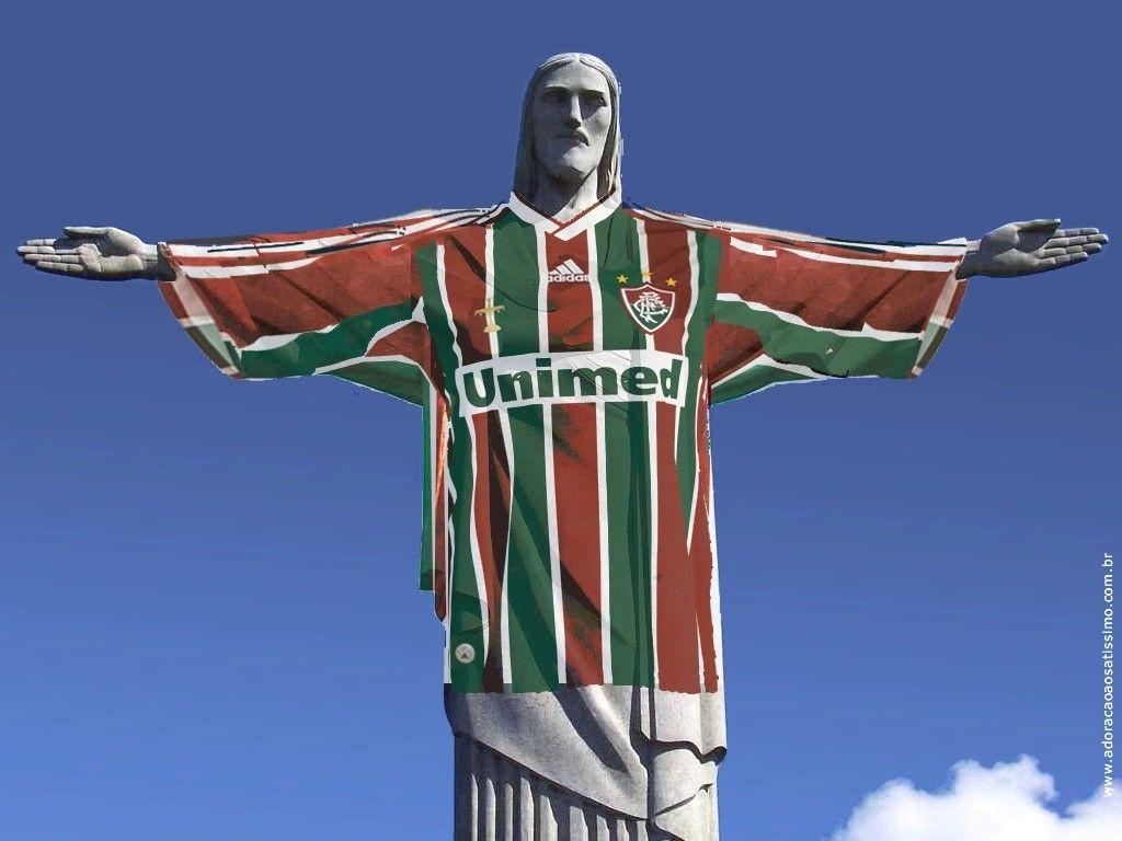 Wallpaper do Cristo Redentor com camisa do Fluminense