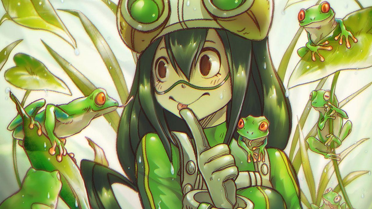 Download 1280x720 Wallpaper Frogs, Anime Girl, My Hero Academia