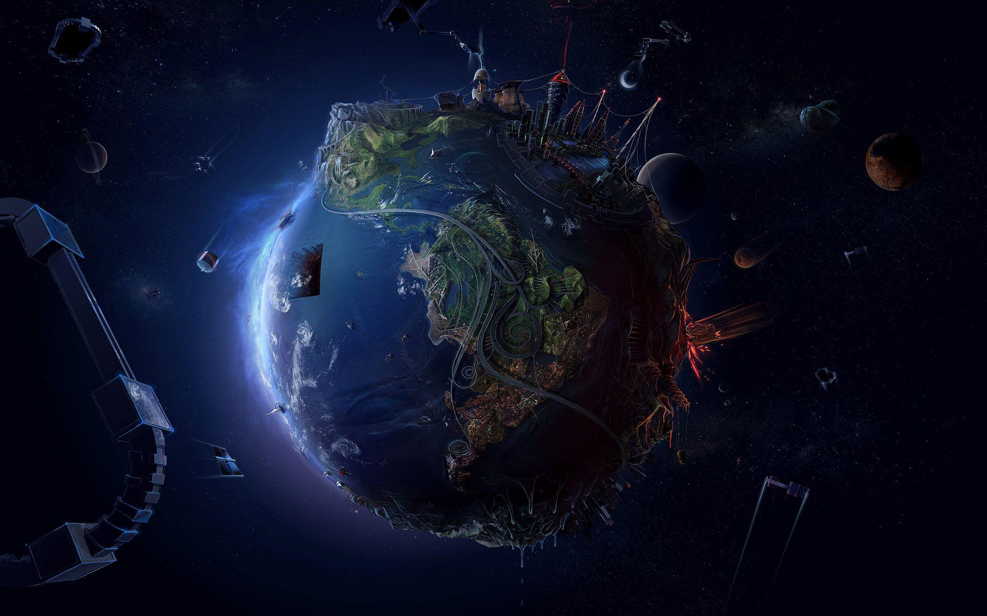 Daily Wallpaper: Hi Tech Planet Earth. Wallpaper Earth, Planets